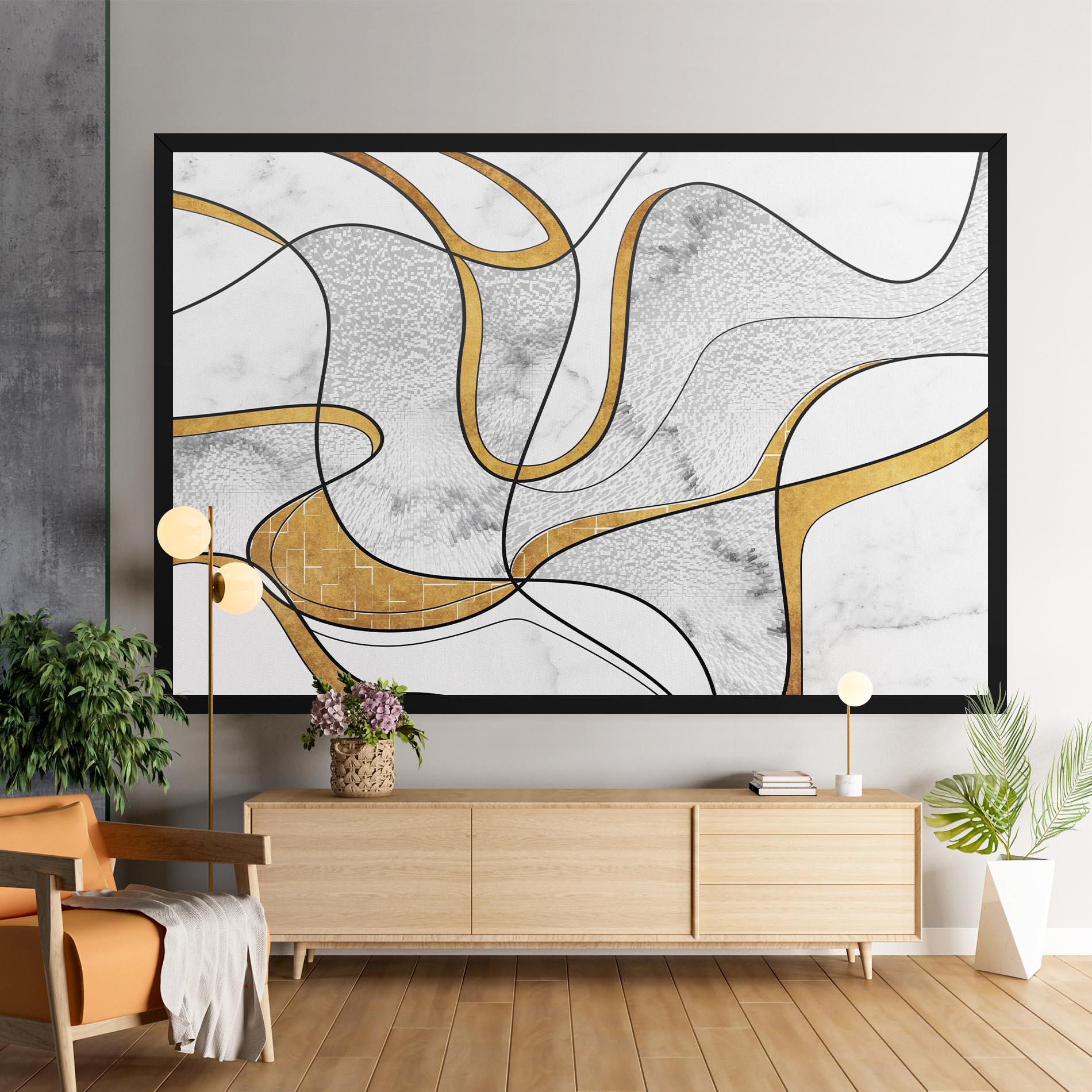 Картина на платно Abstract Gold Lines mockup 9