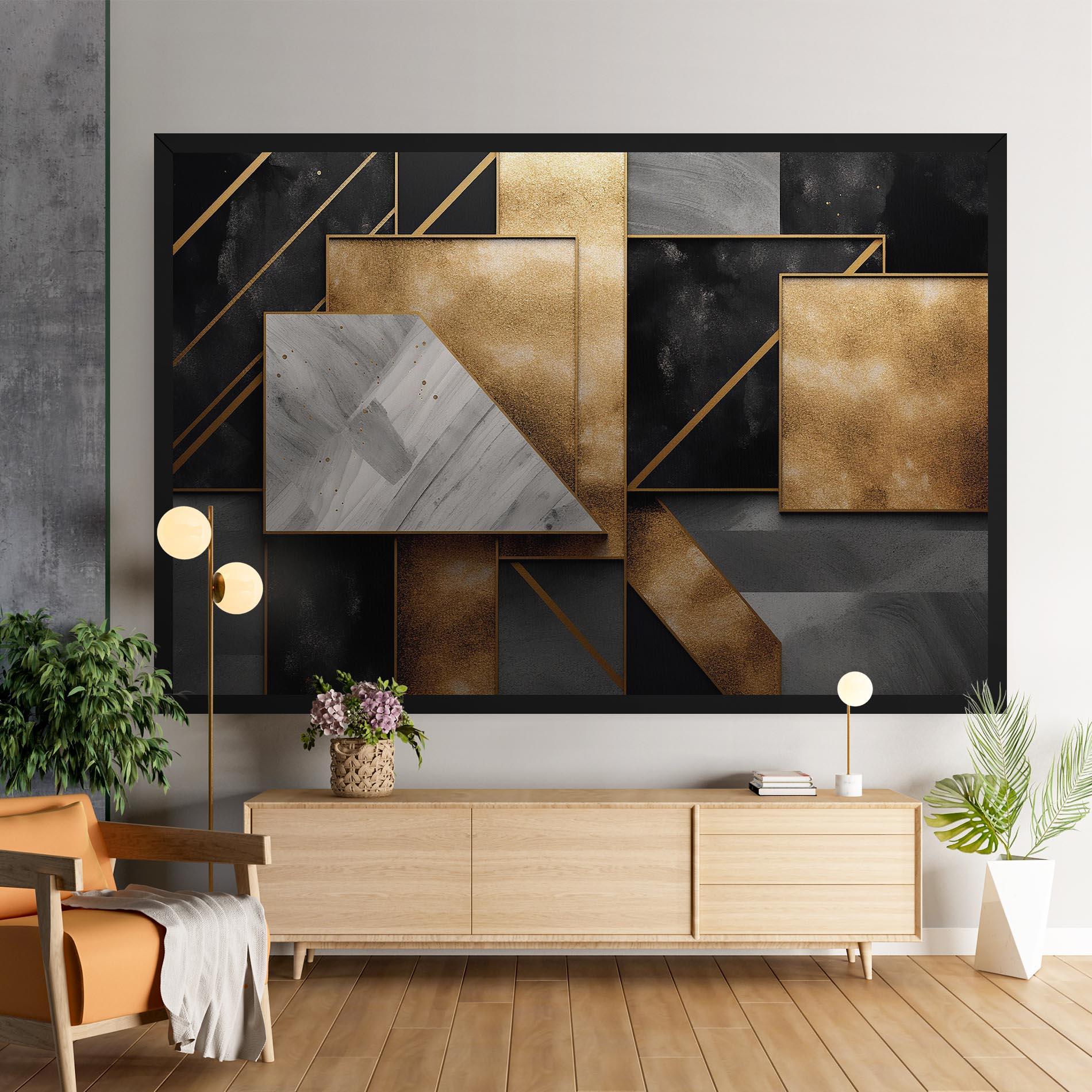 Картина на платно Abstract Gold Square mockup 9