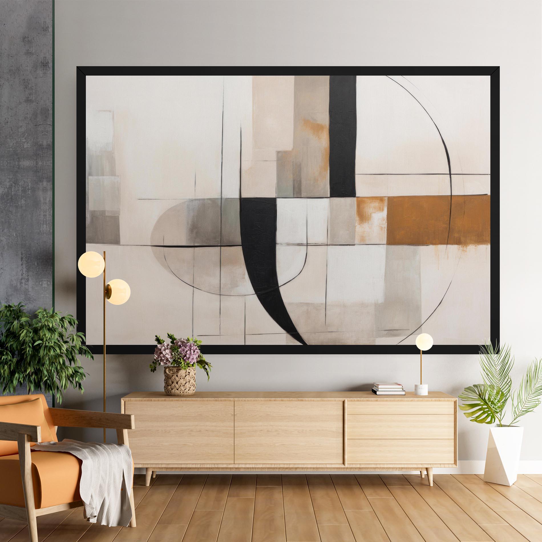 Картина на платно Black Abstract Lines mockup 9