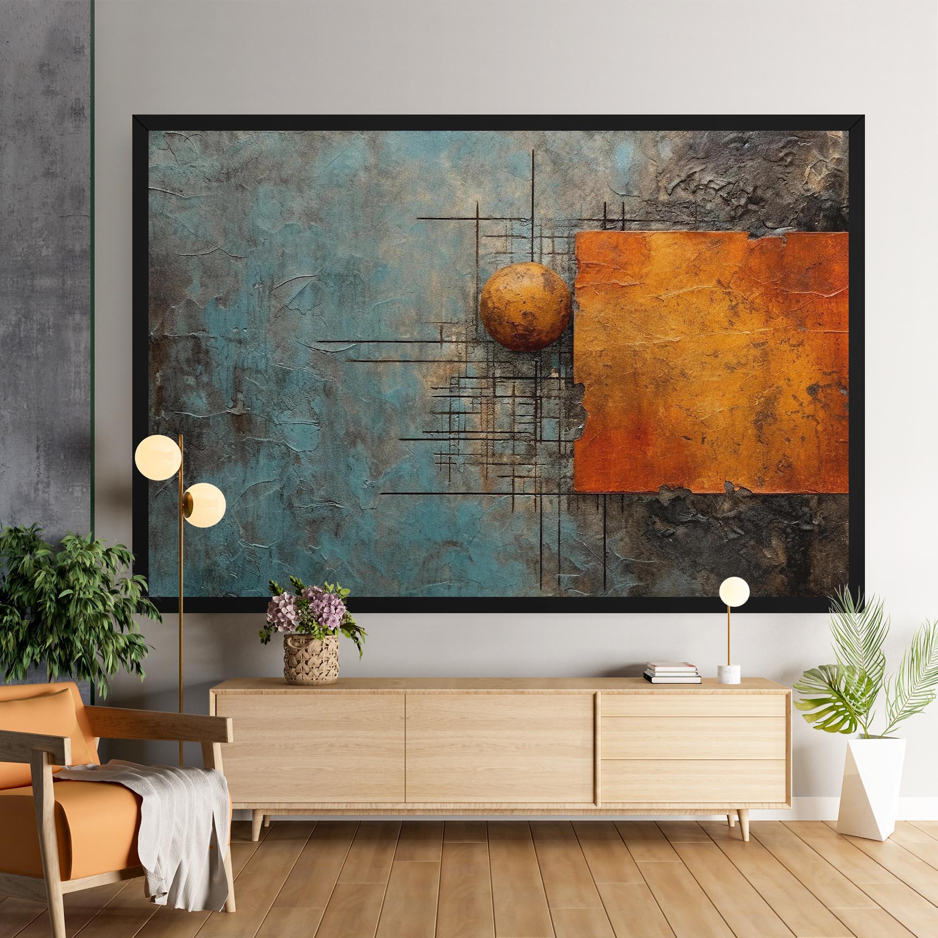 Картина на платно Orange Square Painting mockup 9