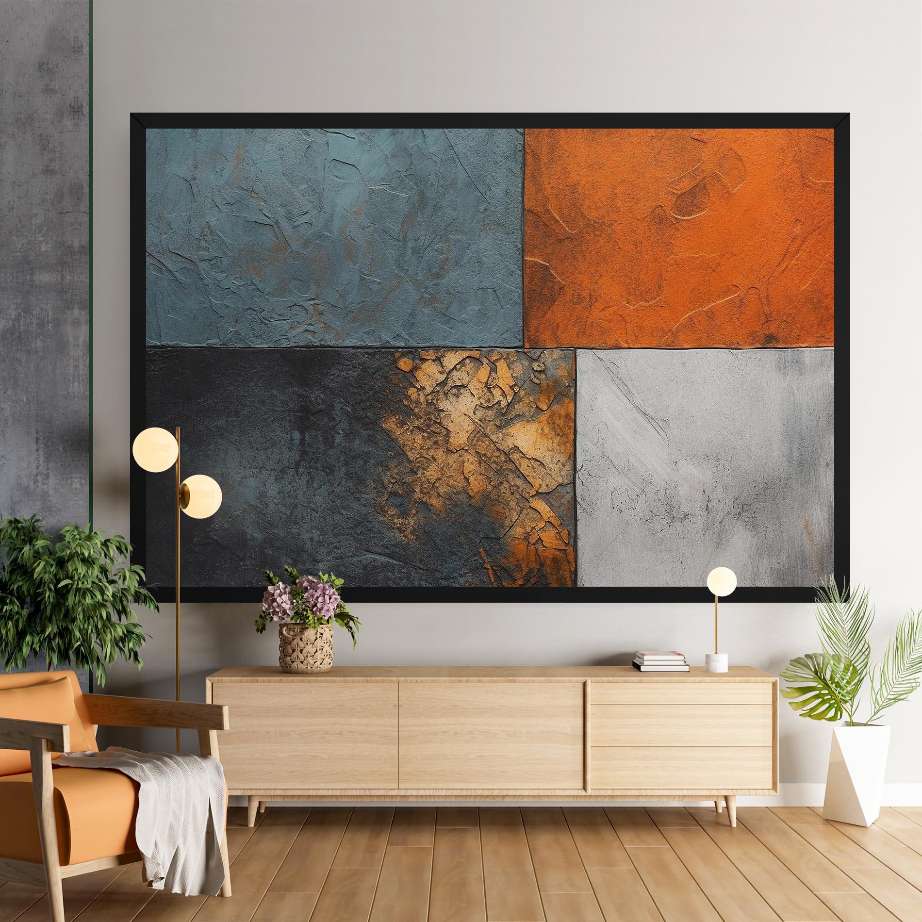 Картина на платно White Square With Gold mockup 9