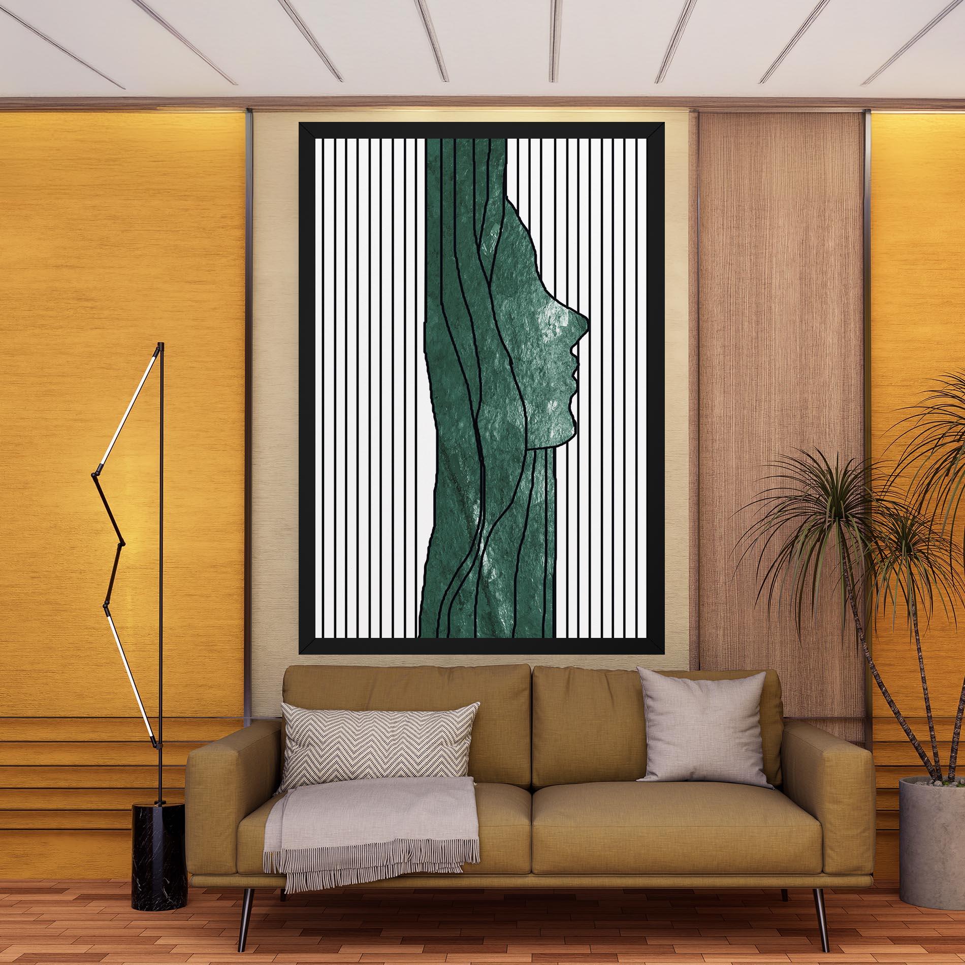Картина на платно Abstract Green Face mockup 9