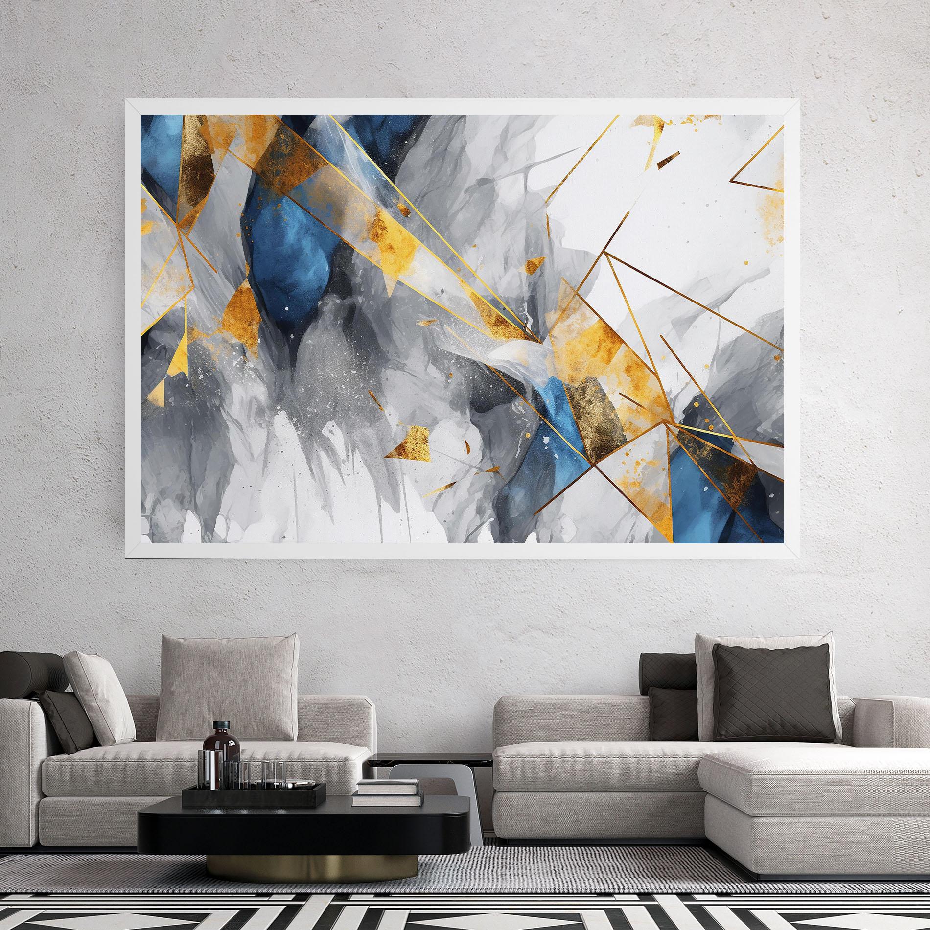 Картина на платно Abstract Gold Blue Pattern mockup 2