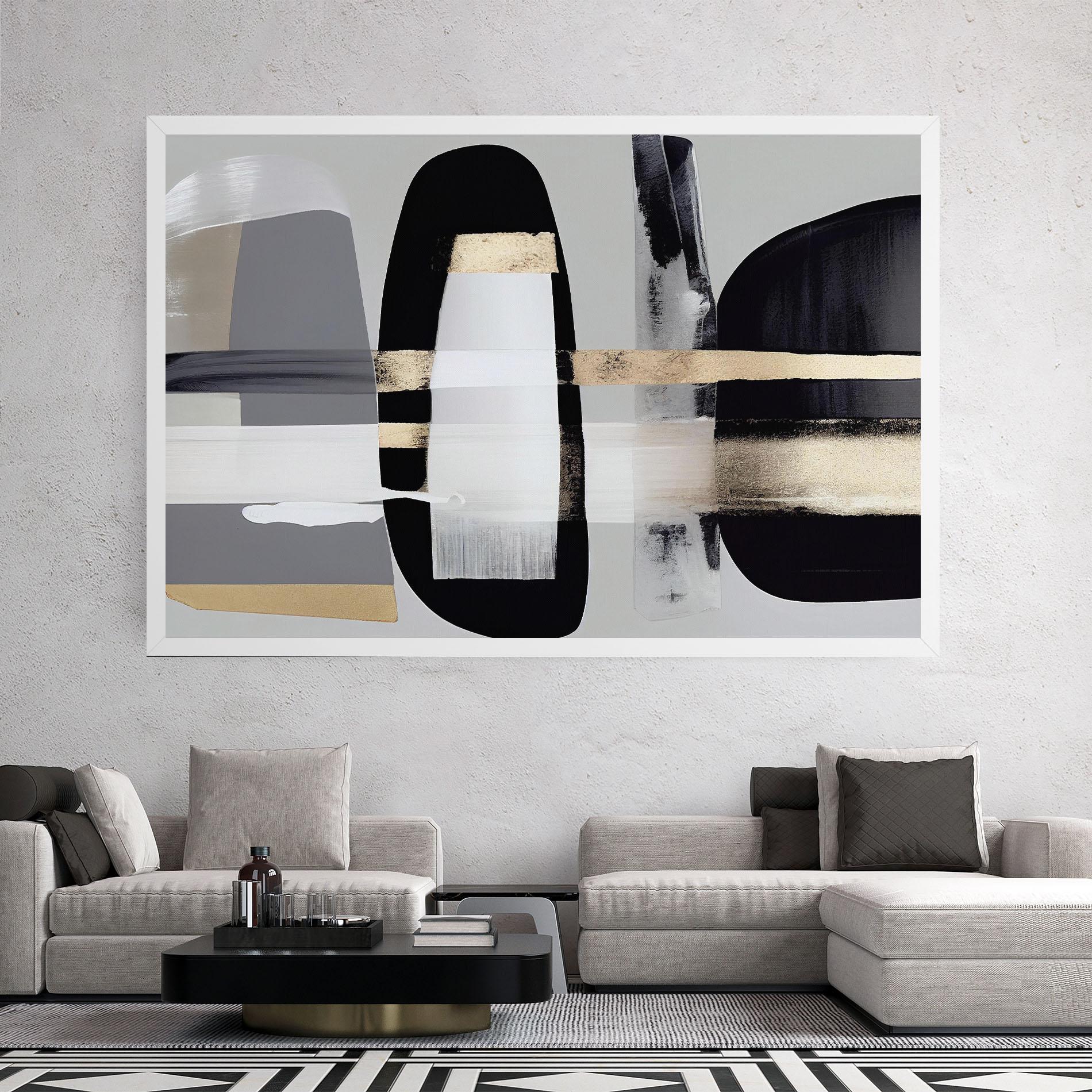 Картина на платно Abstract Gold Painting With Black mockup 2
