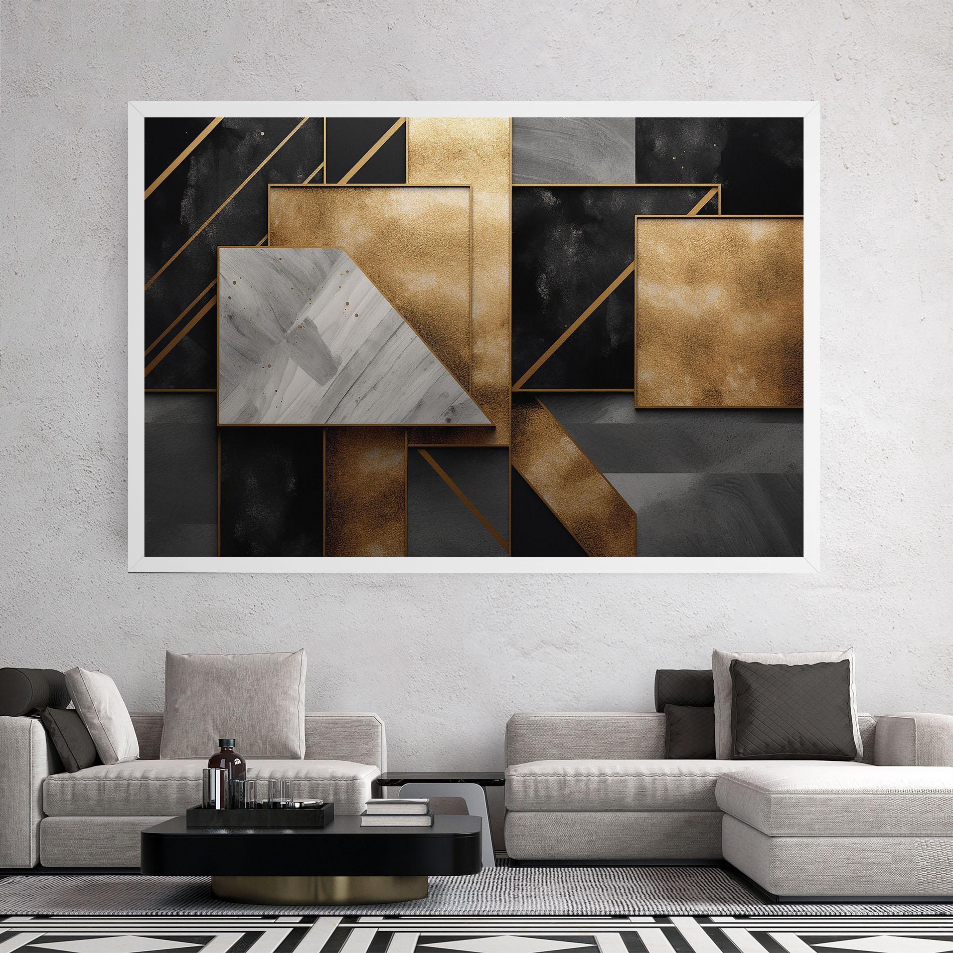 Картина на платно Abstract Gold Square mockup 2