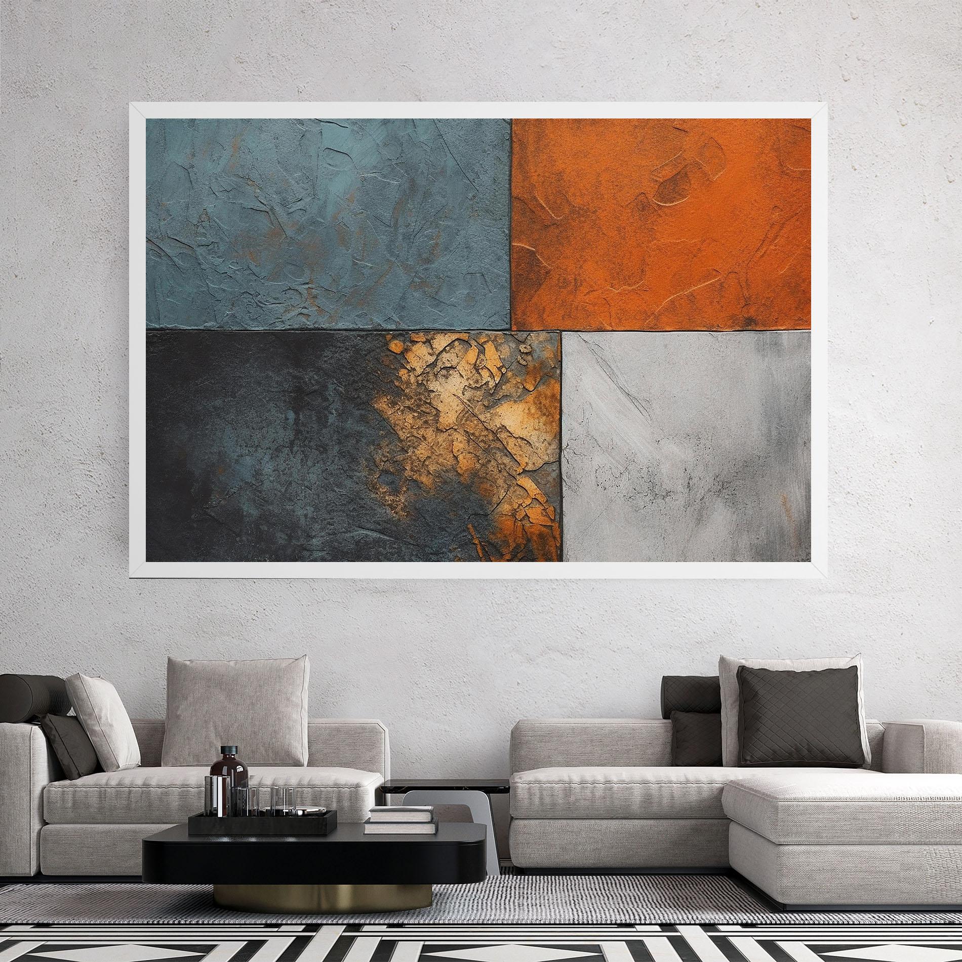 Картина на платно White Square With Gold mockup 2