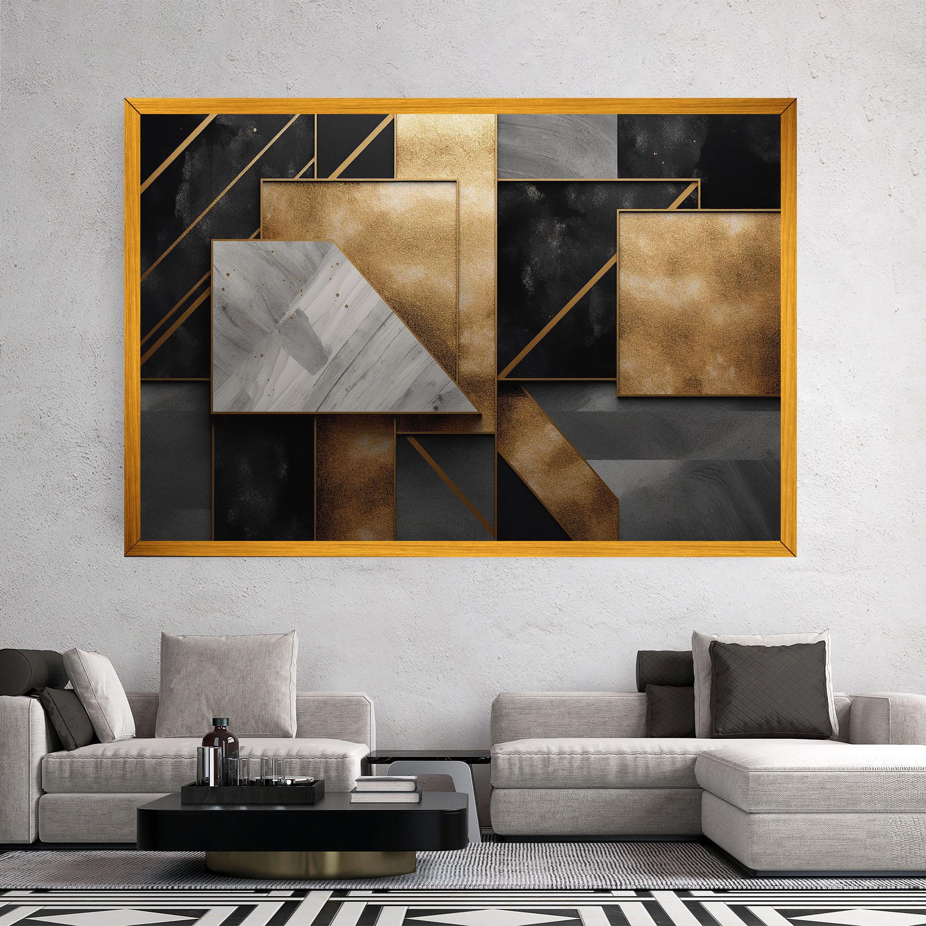 Картина на платно Abstract Gold Square mockup 2