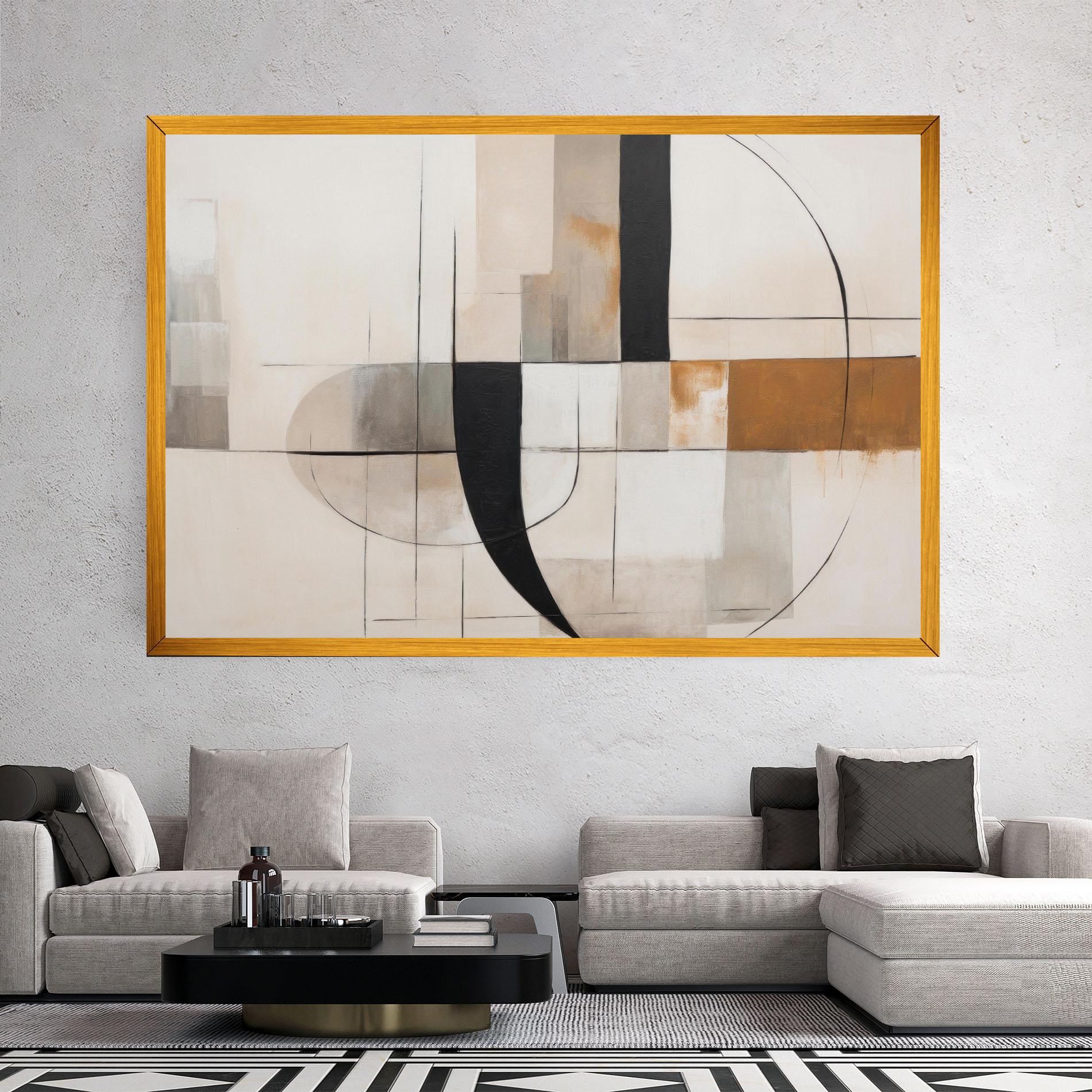 Картина на платно Black Abstract Lines mockup 2