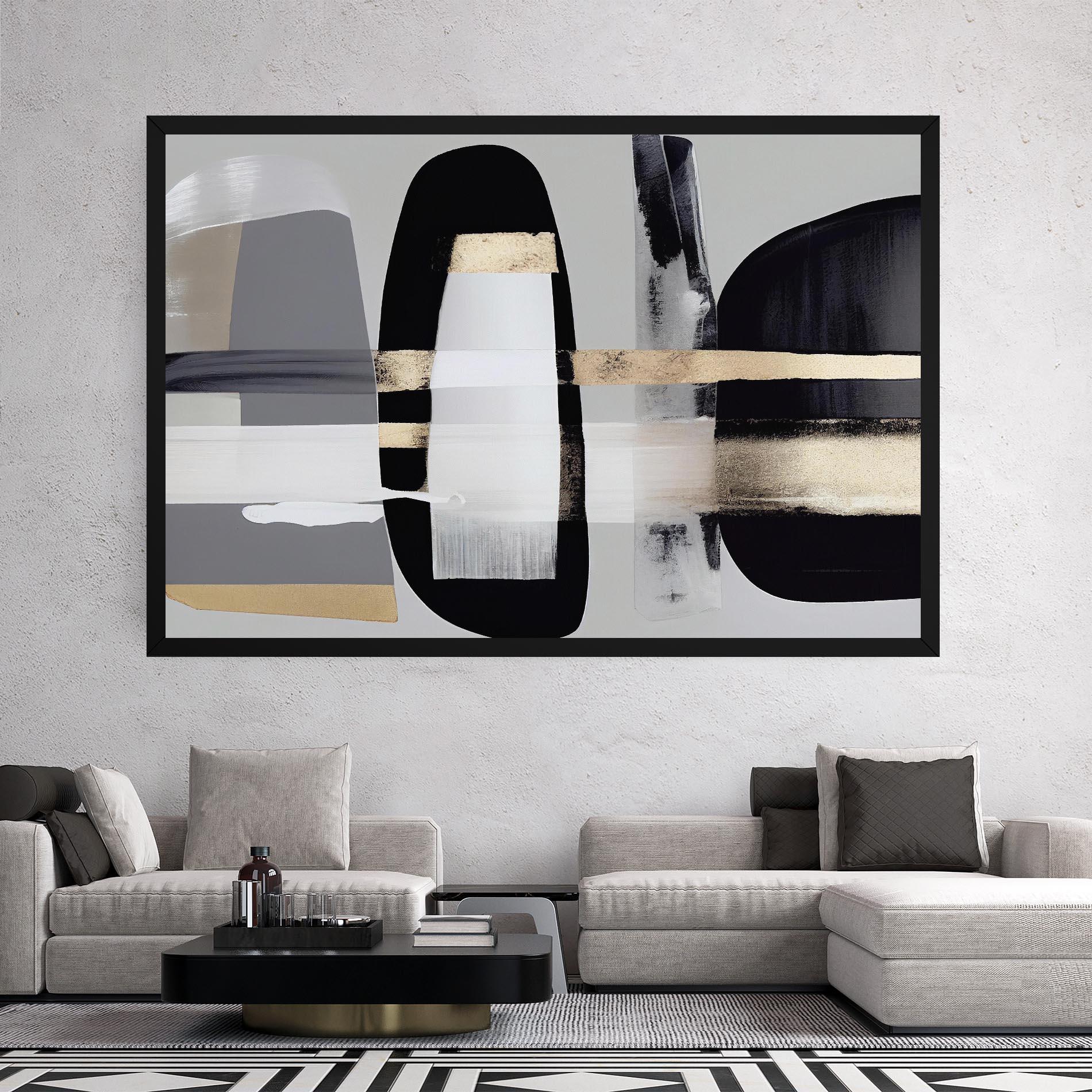 Картина на платно Abstract Gold Painting With Black mockup 2