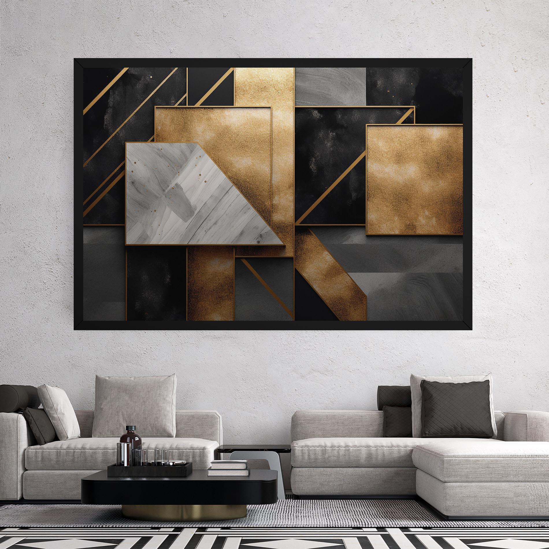 Картина на платно Abstract Gold Square mockup 2