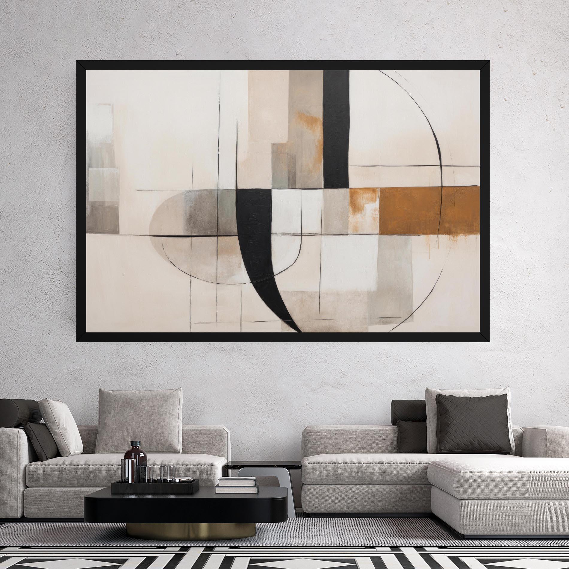 Картина на платно Black Abstract Lines mockup 2