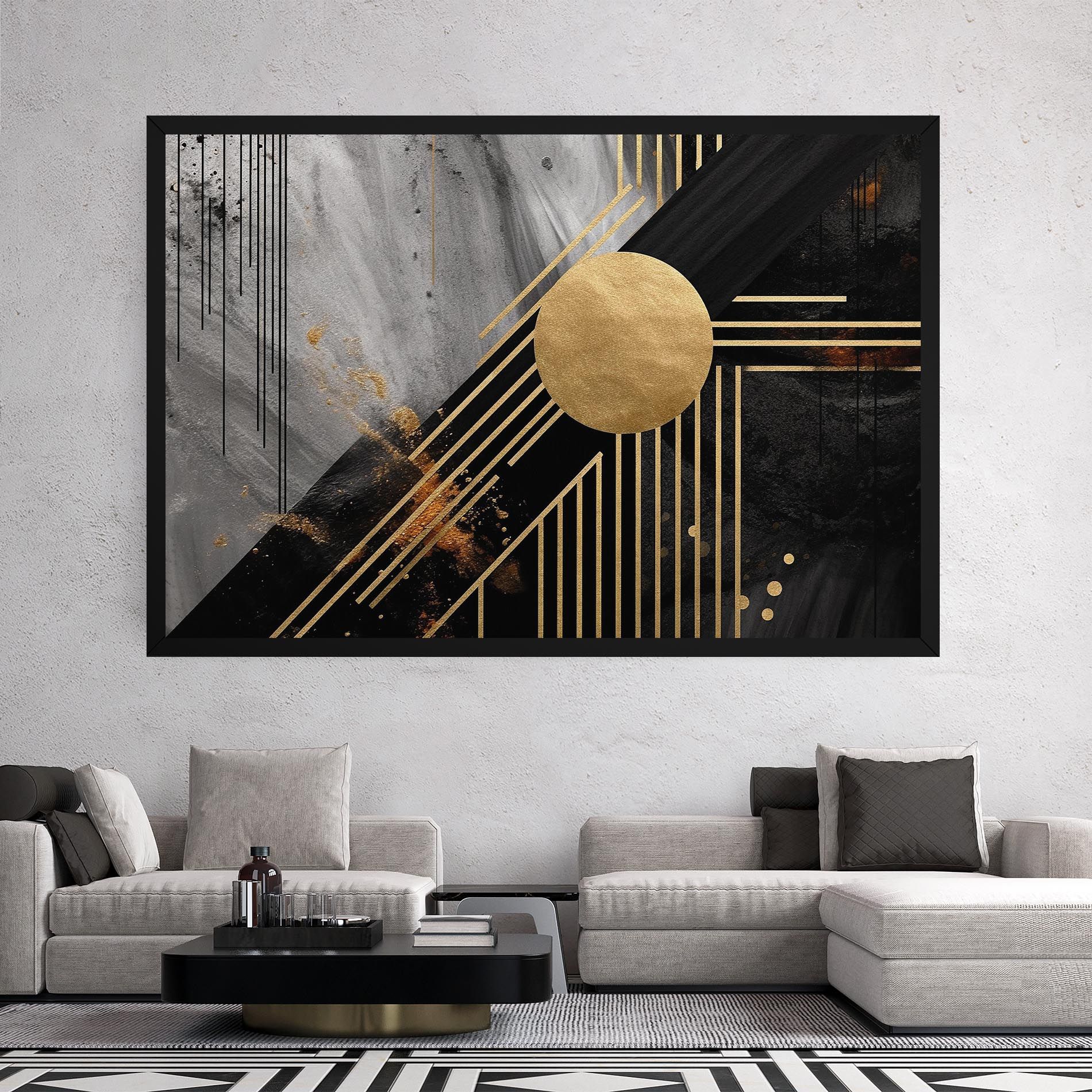 Gold Circle With Lines mockup 2