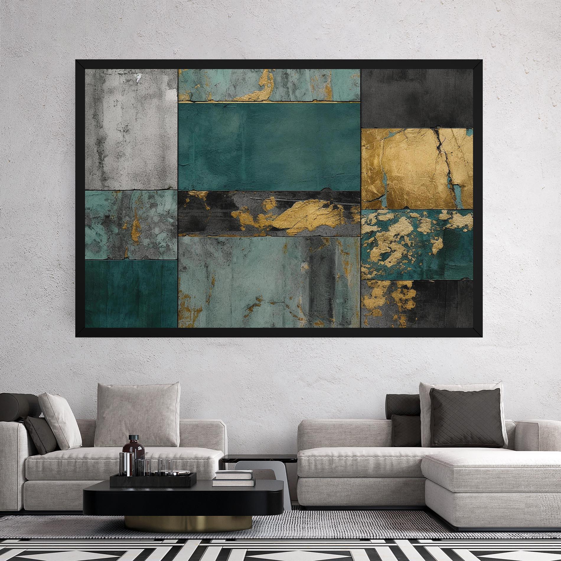 Картина на платно Golden Green Painting mockup 2