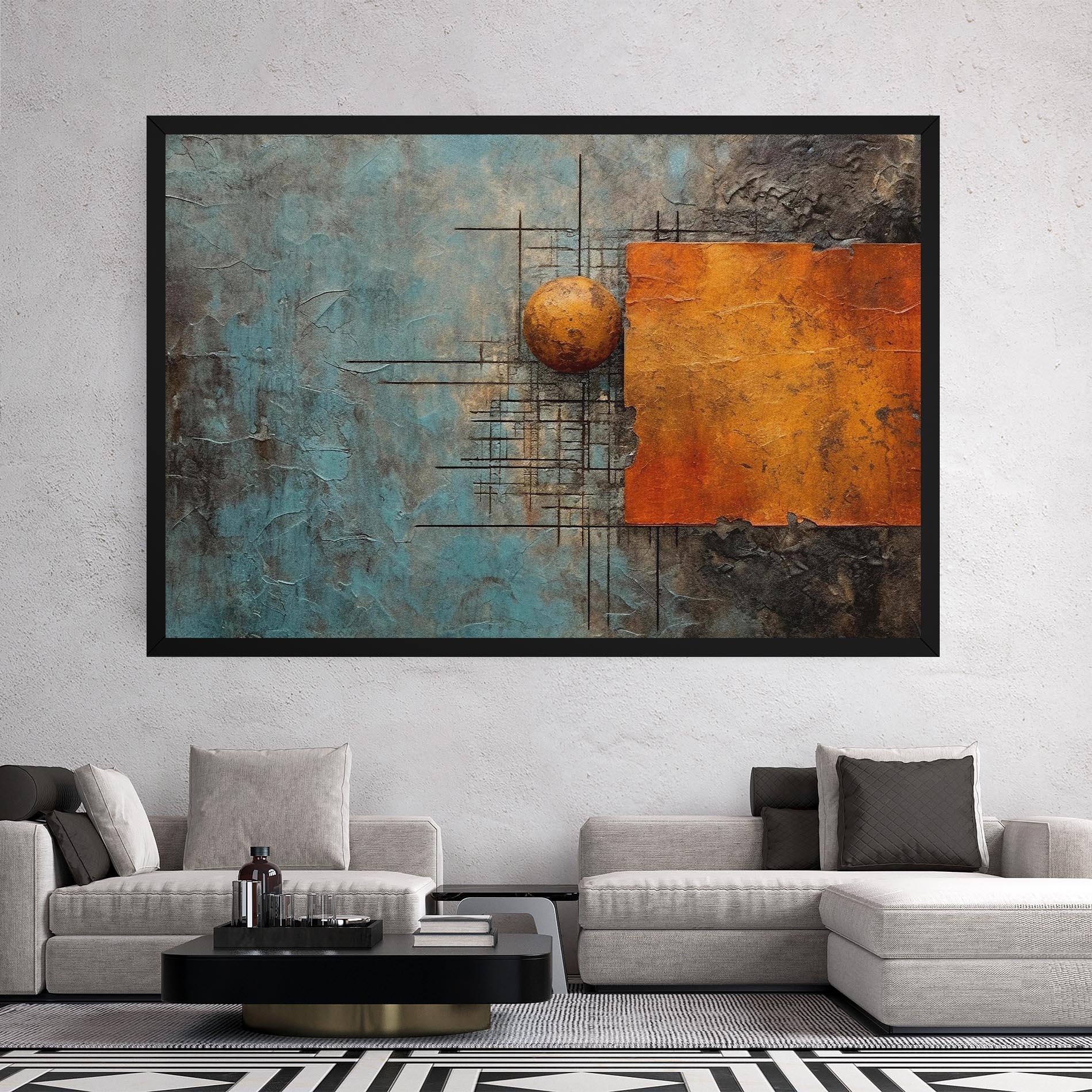 Картина на платно Orange Square Painting mockup 2