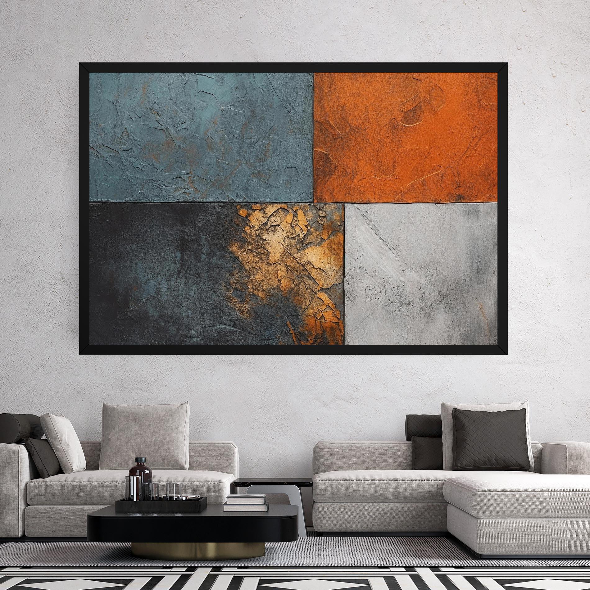 Картина на платно White Square With Gold mockup 2