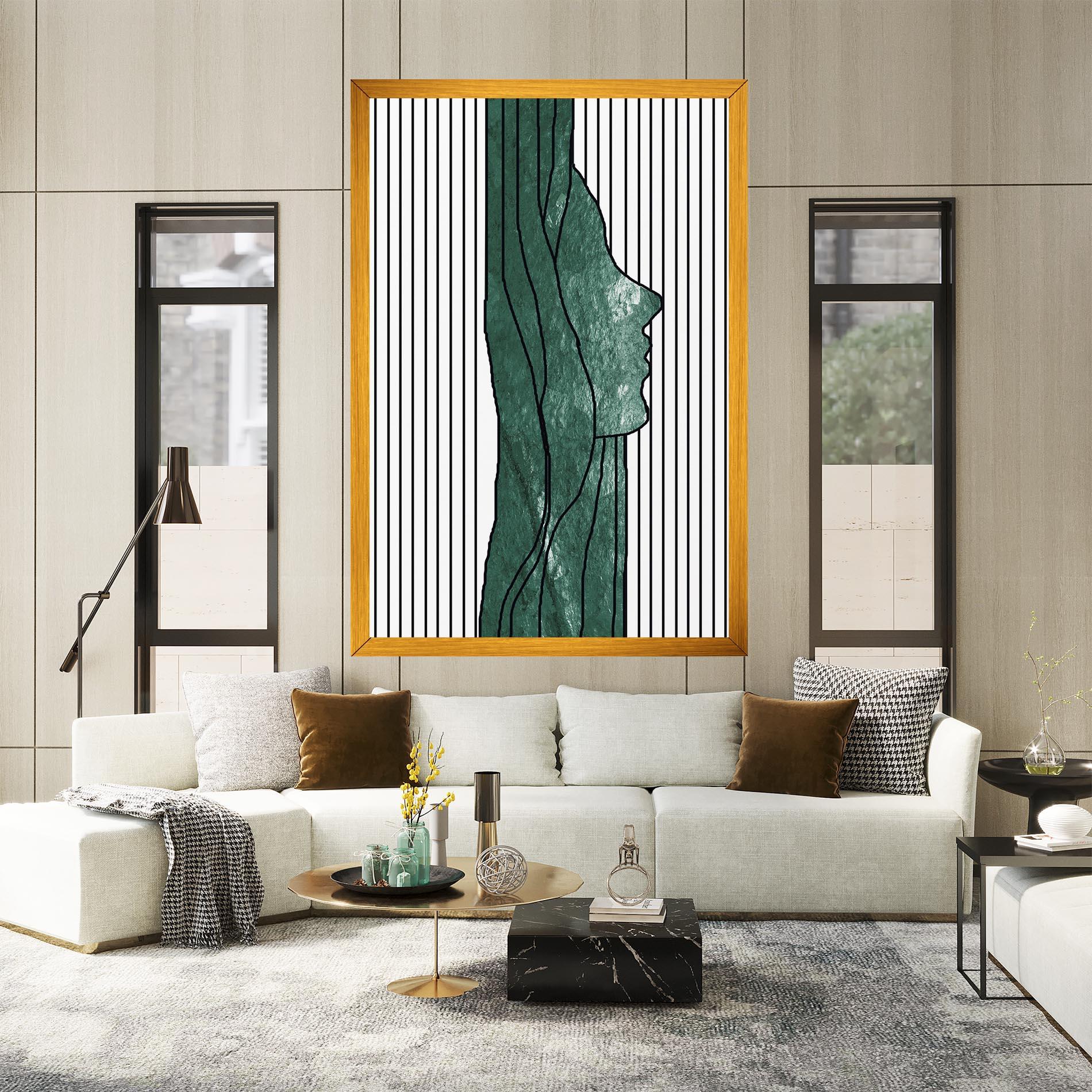 Картина на платно Abstract Green Face mockup 2