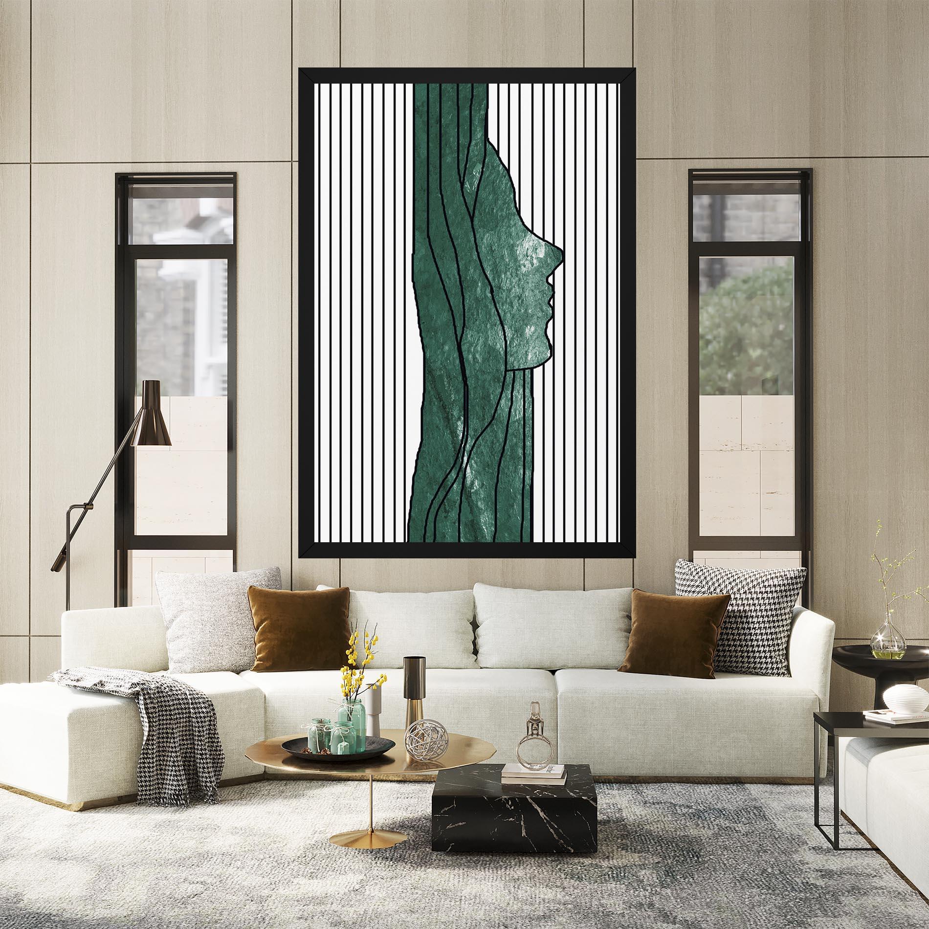 Картина на платно Abstract Green Face mockup 2