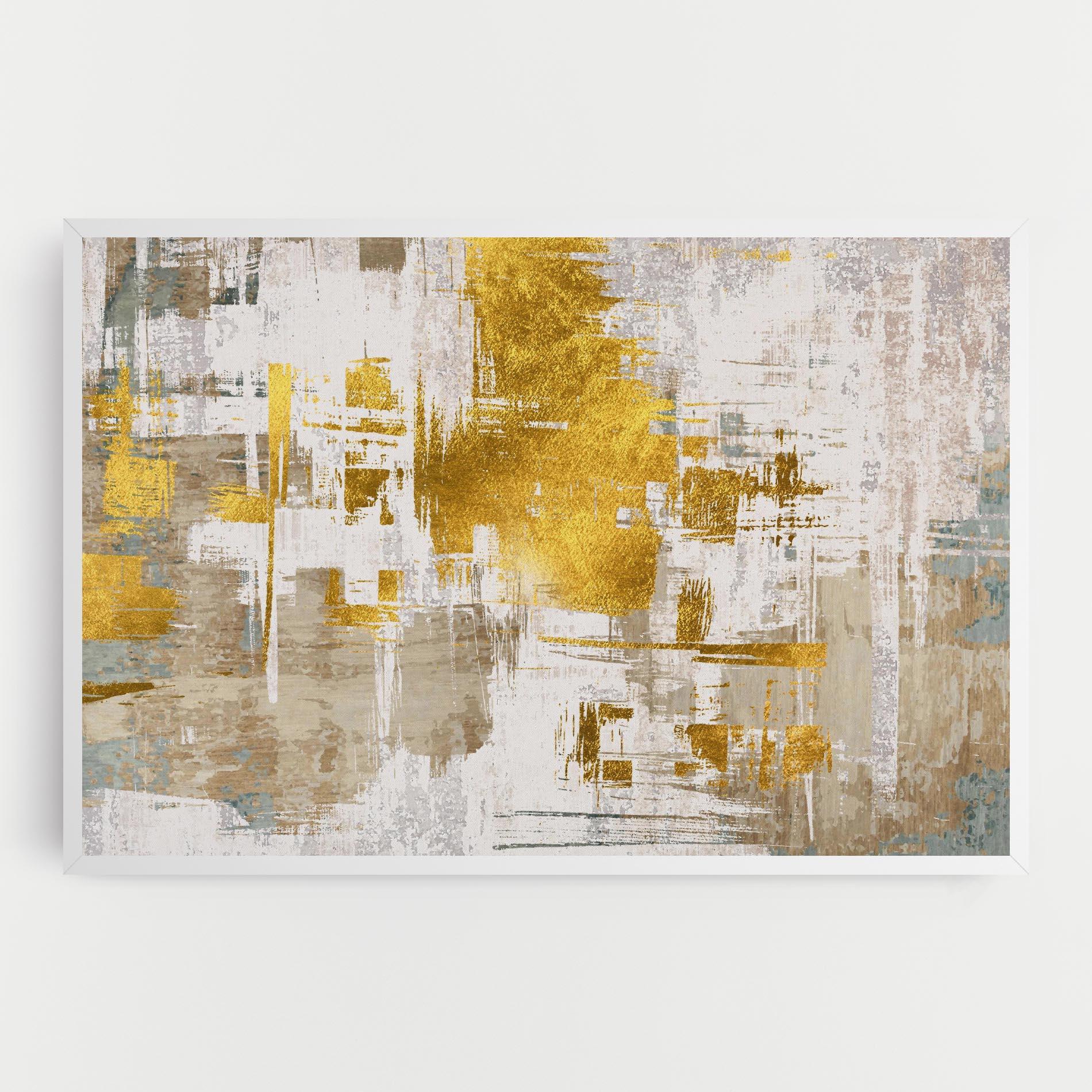 Картина на платно Gold And White Brush mockup 0