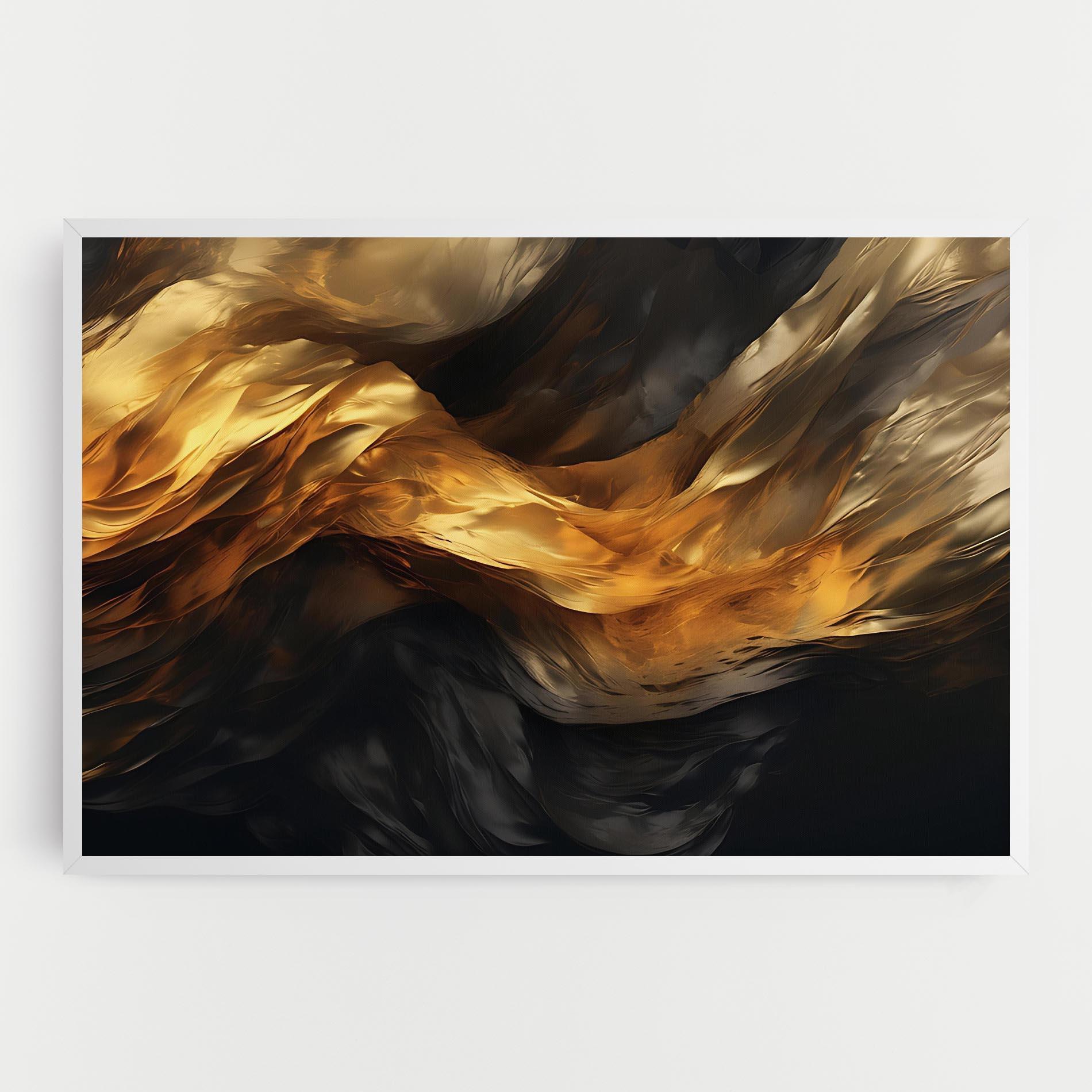 Картина на платно Golden Waves With Black mockup 0