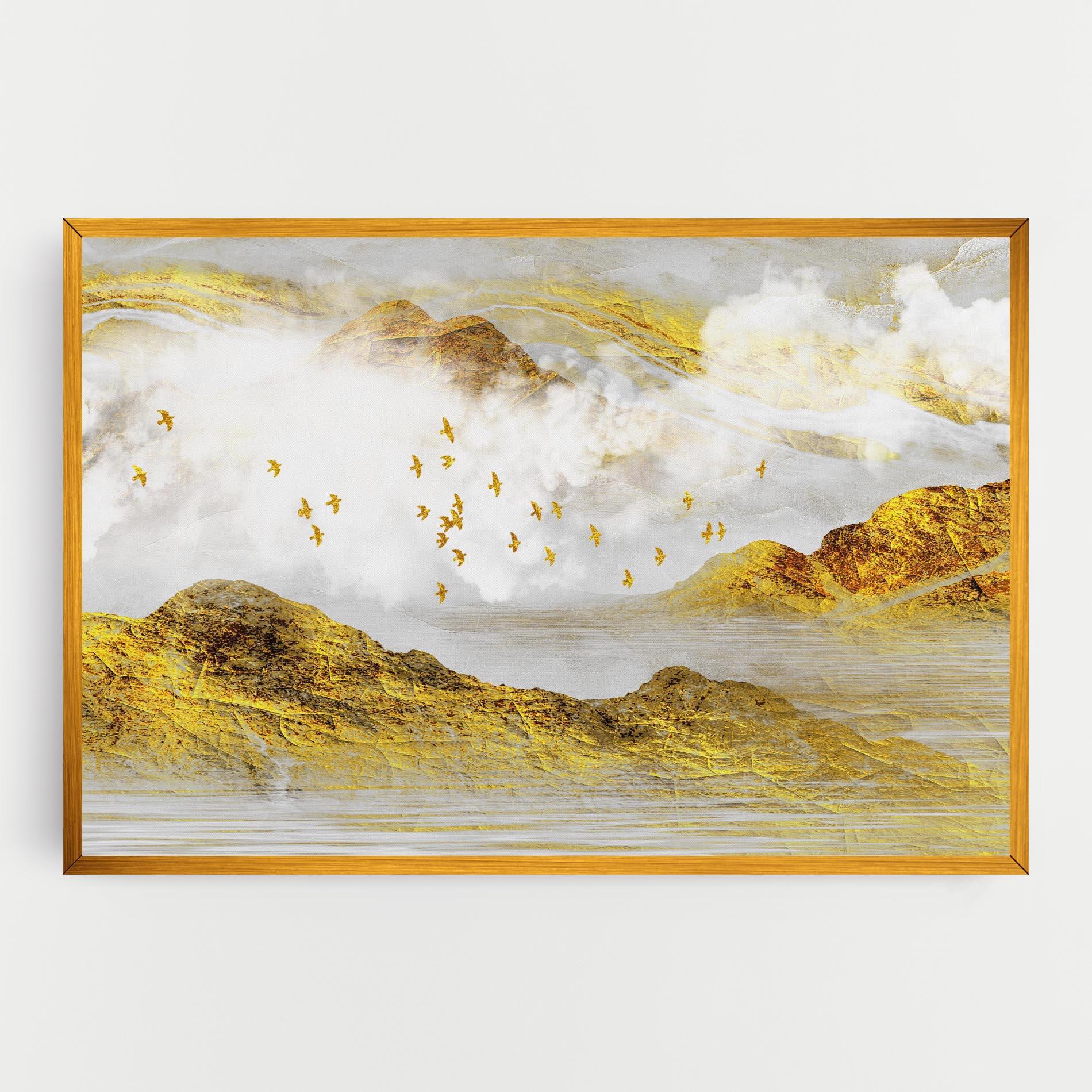 Картина на платно Gold Mountains Abstract mockup 0
