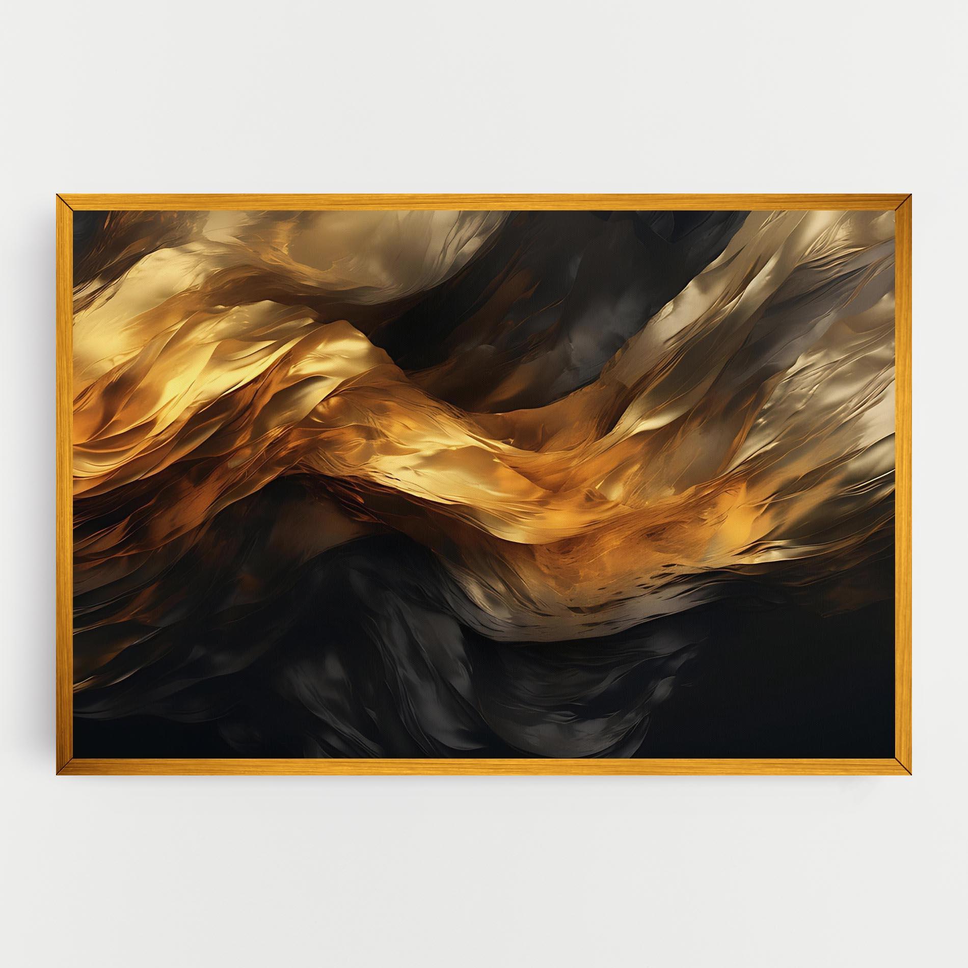 Картина на платно Golden Waves With Black mockup 0