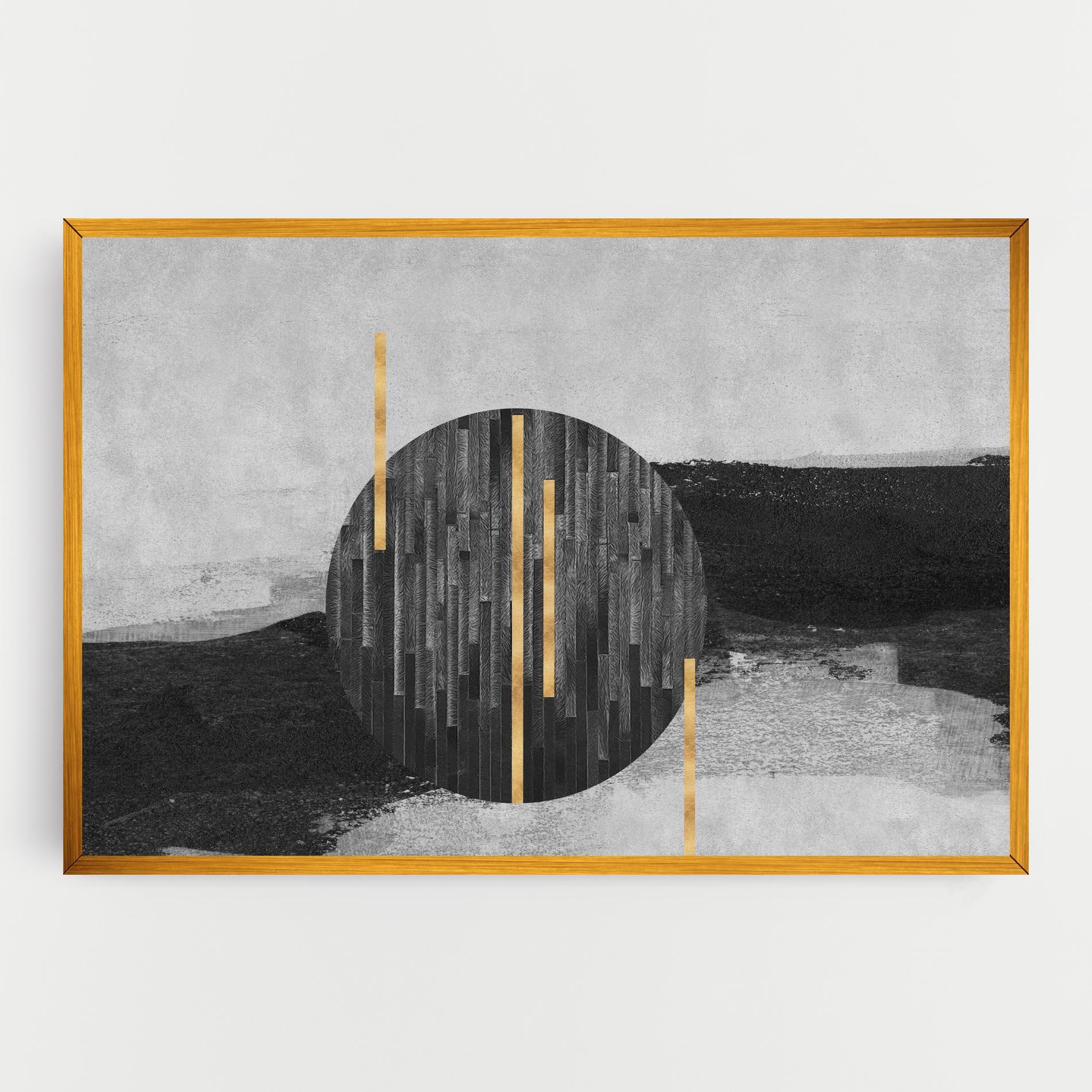 Картина на платно Modern Circle With Gold mockup 0