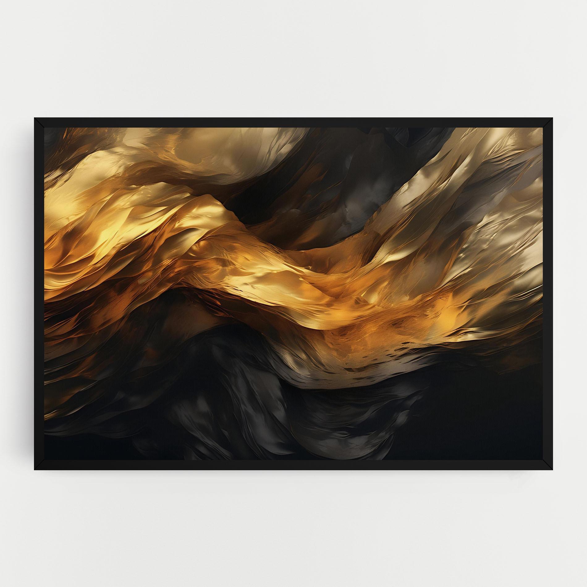 Картина на платно Golden Waves With Black mockup 0