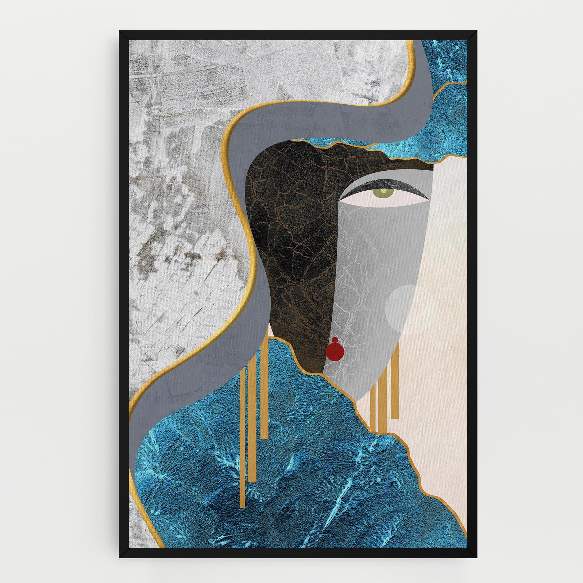 Картина на платно Abstract Blue Face mockup 0