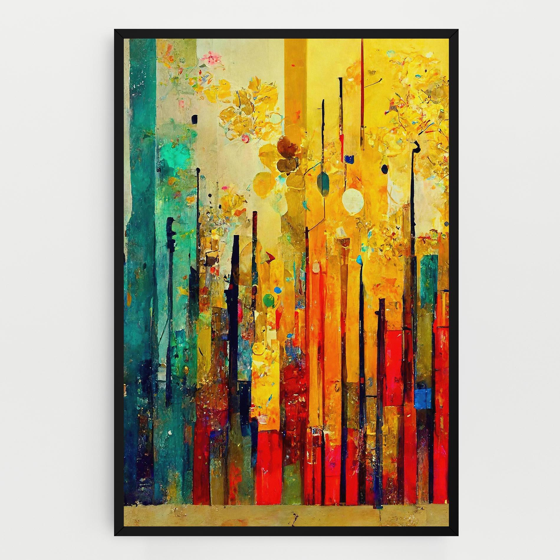 Картина на платно Black Lines On Yellow Light mockup 0