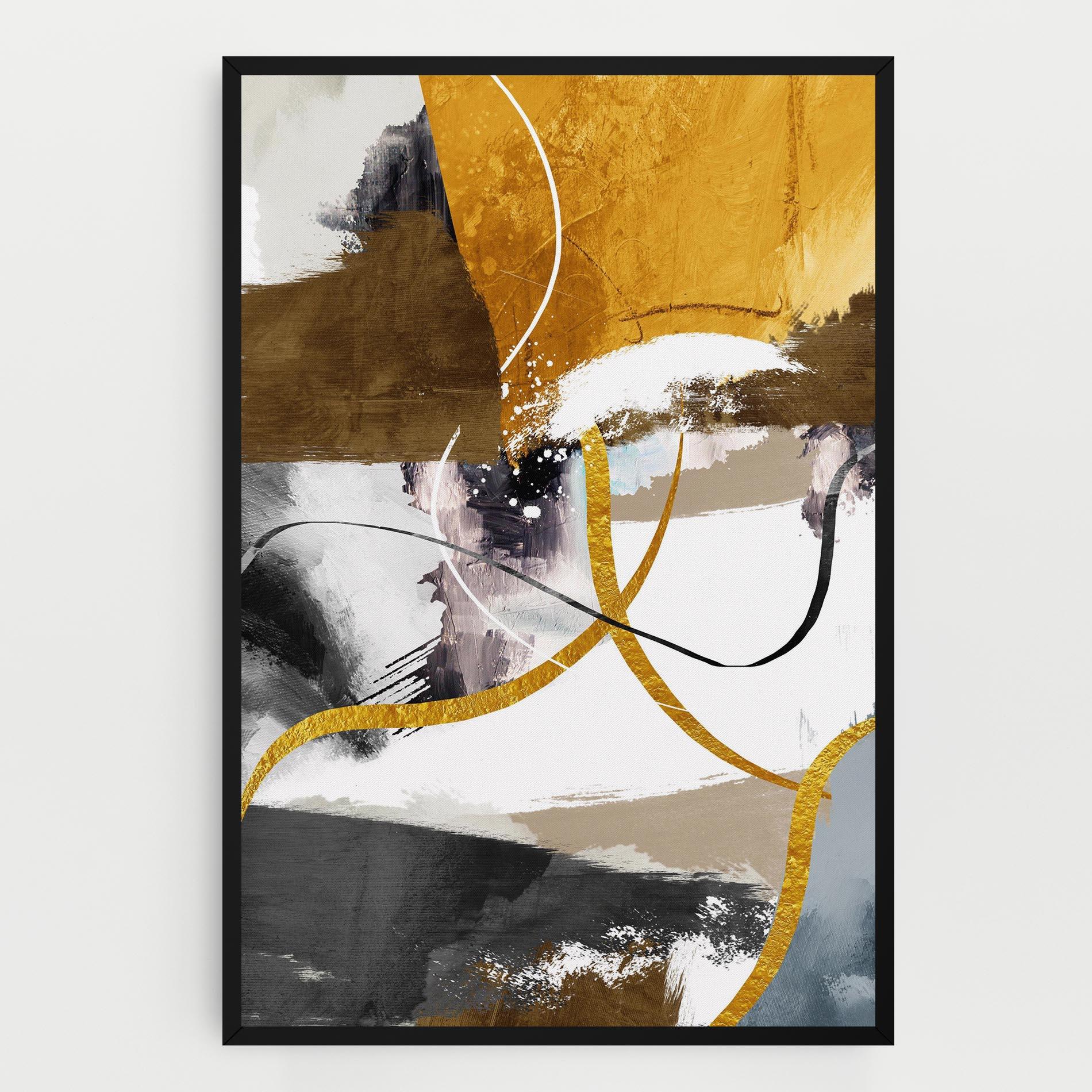 Картина на платно Chaotic Golden Painting mockup 0