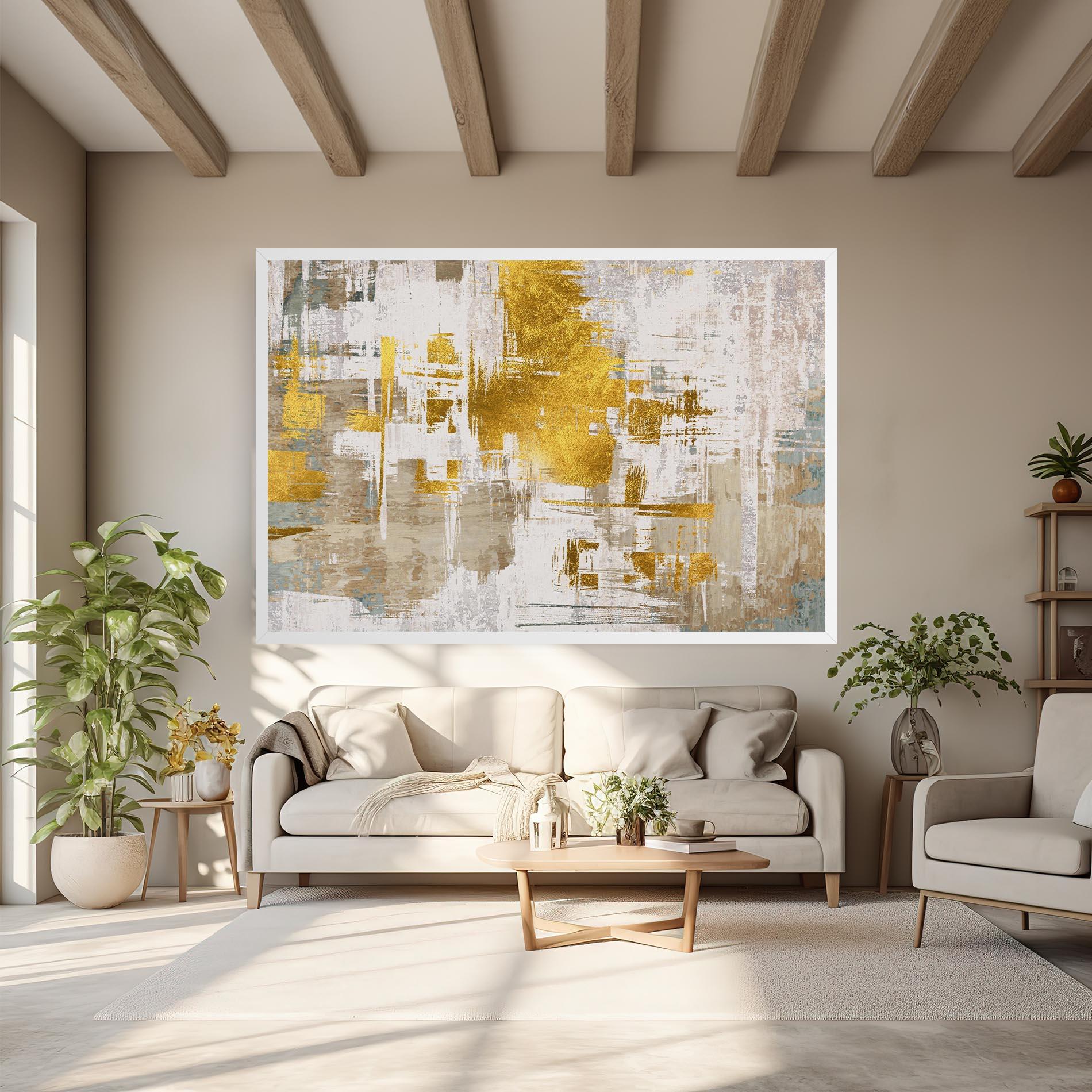 Картина на платно Gold And White Brush mockup 6