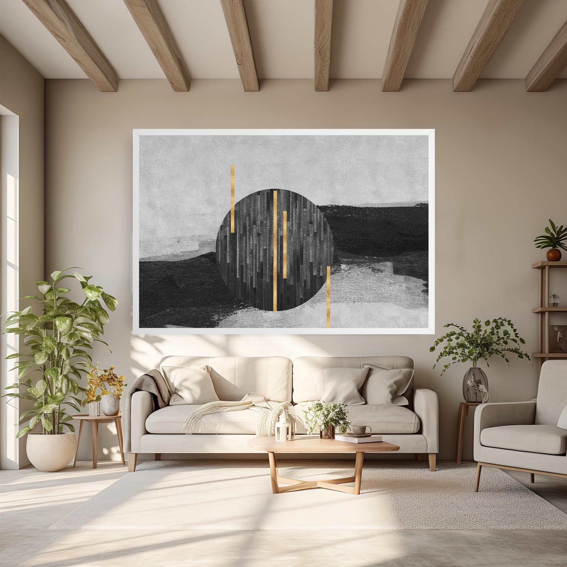 Картина на платно Modern Circle With Gold mockup 6