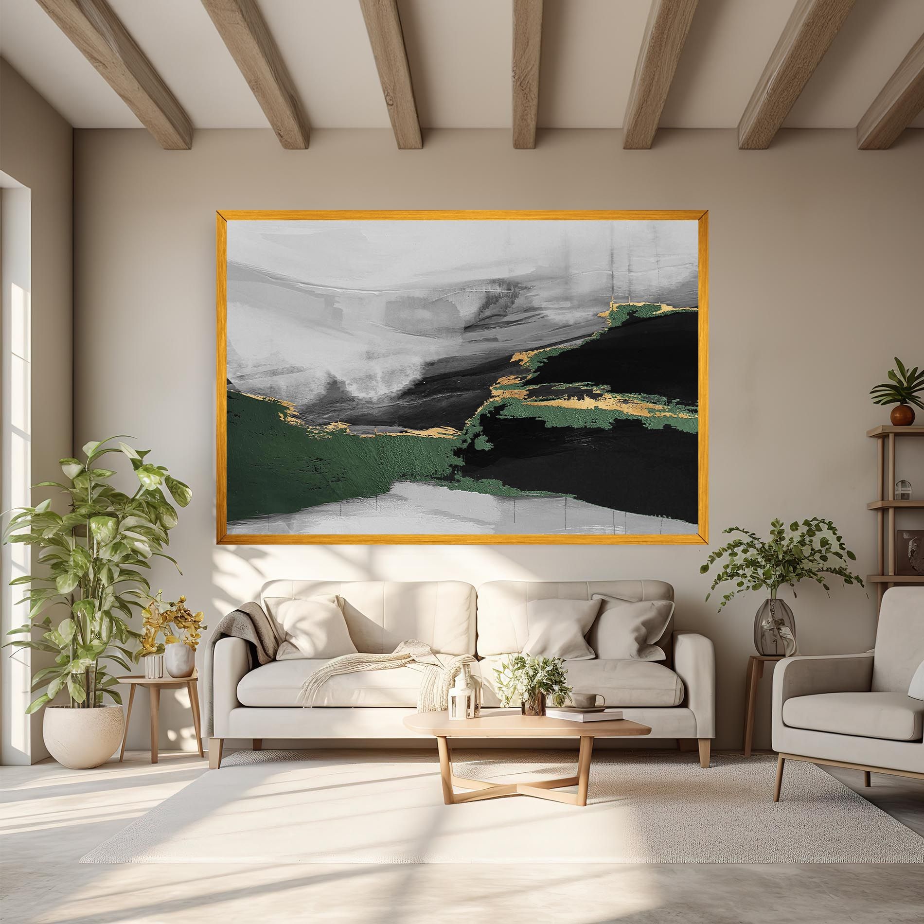 Grey With Green Painting mockup 6