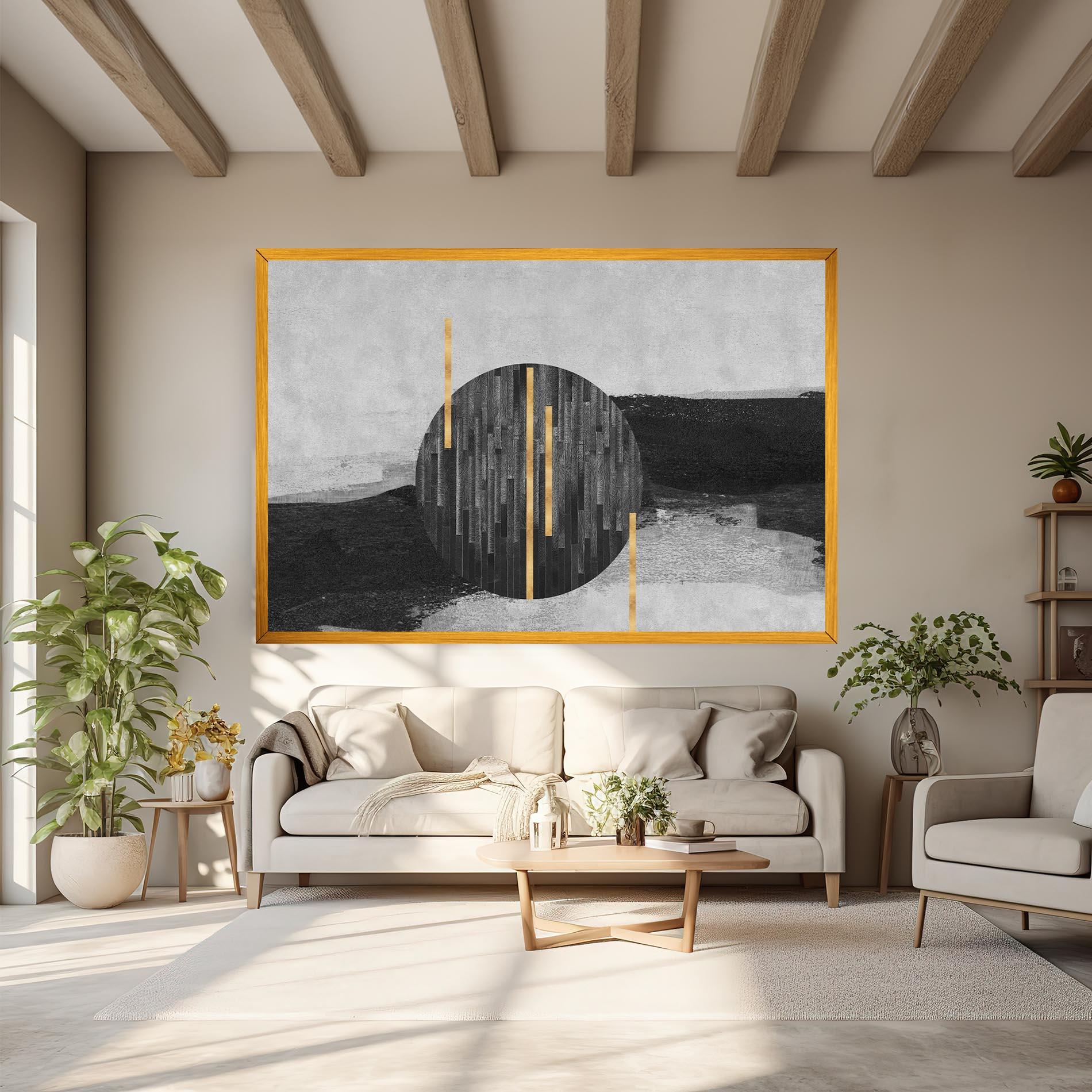 Картина на платно Modern Circle With Gold mockup 6