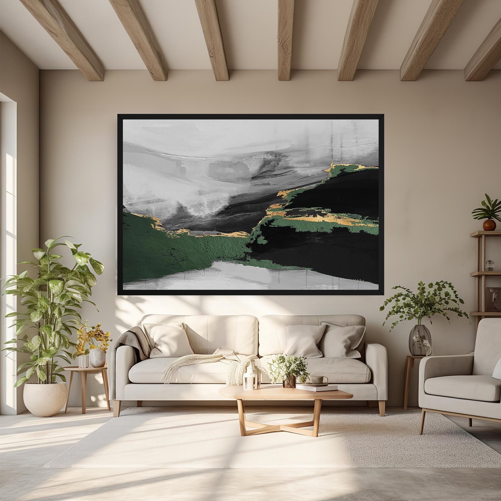 Grey With Green Painting mockup 6