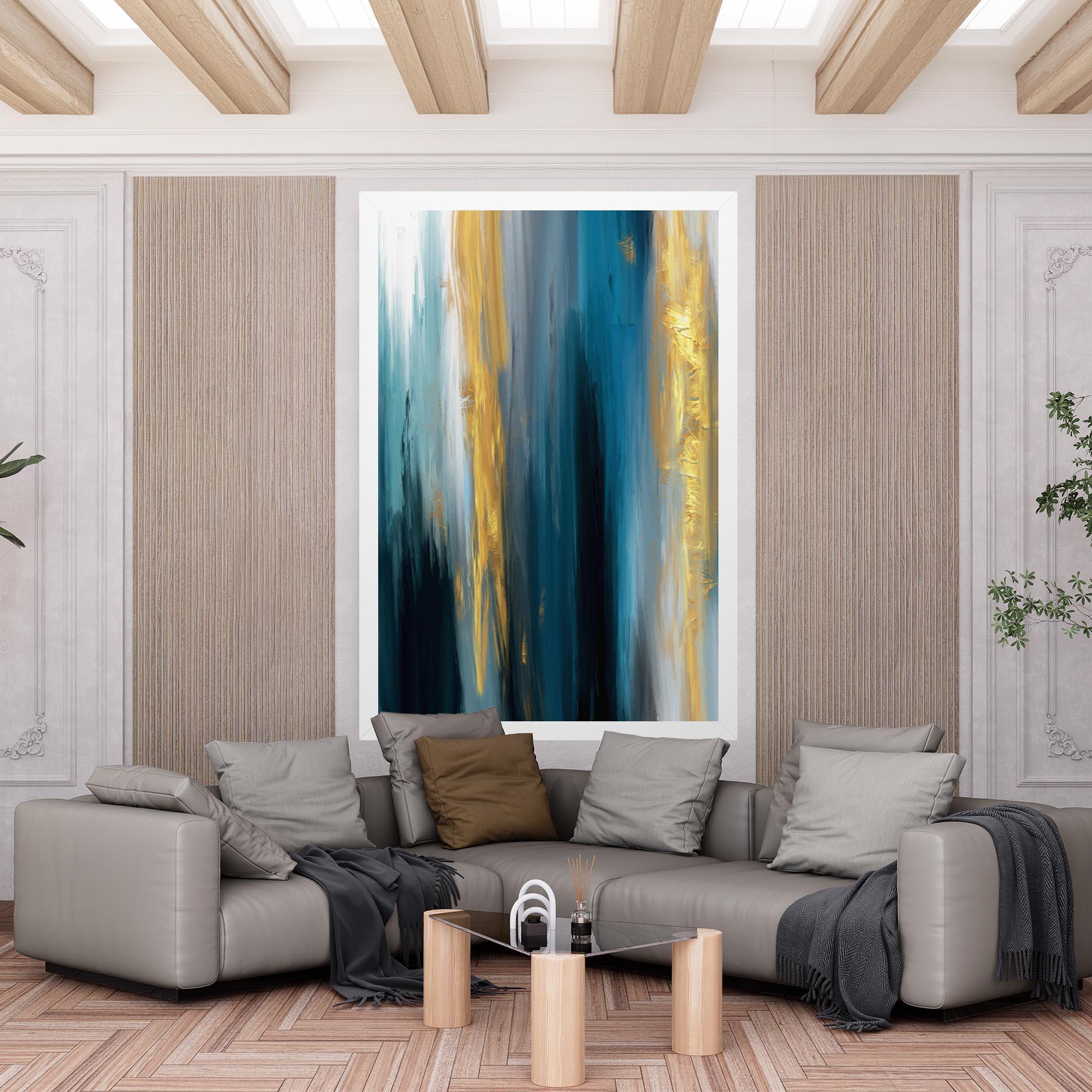 Картина на платно Golden Black Blue Art mockup 6