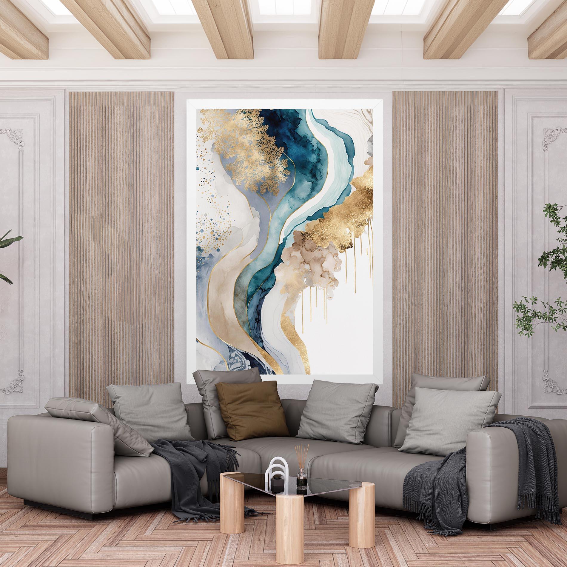 Картина на платно Light Blue Waves mockup 6