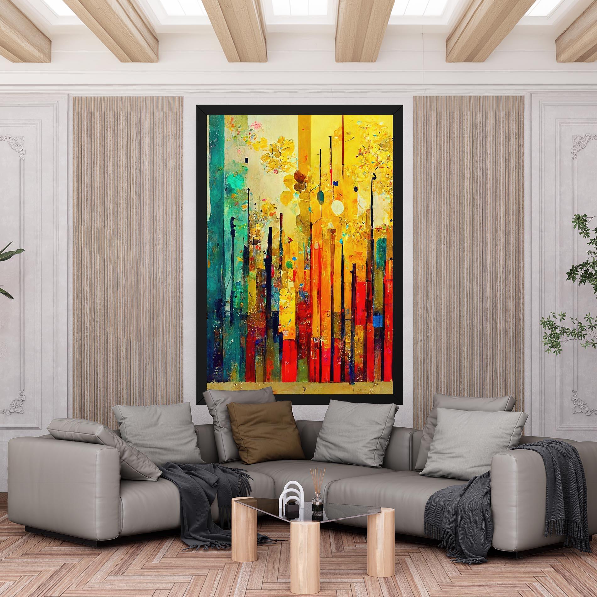 Картина на платно Black Lines On Yellow Light mockup 6