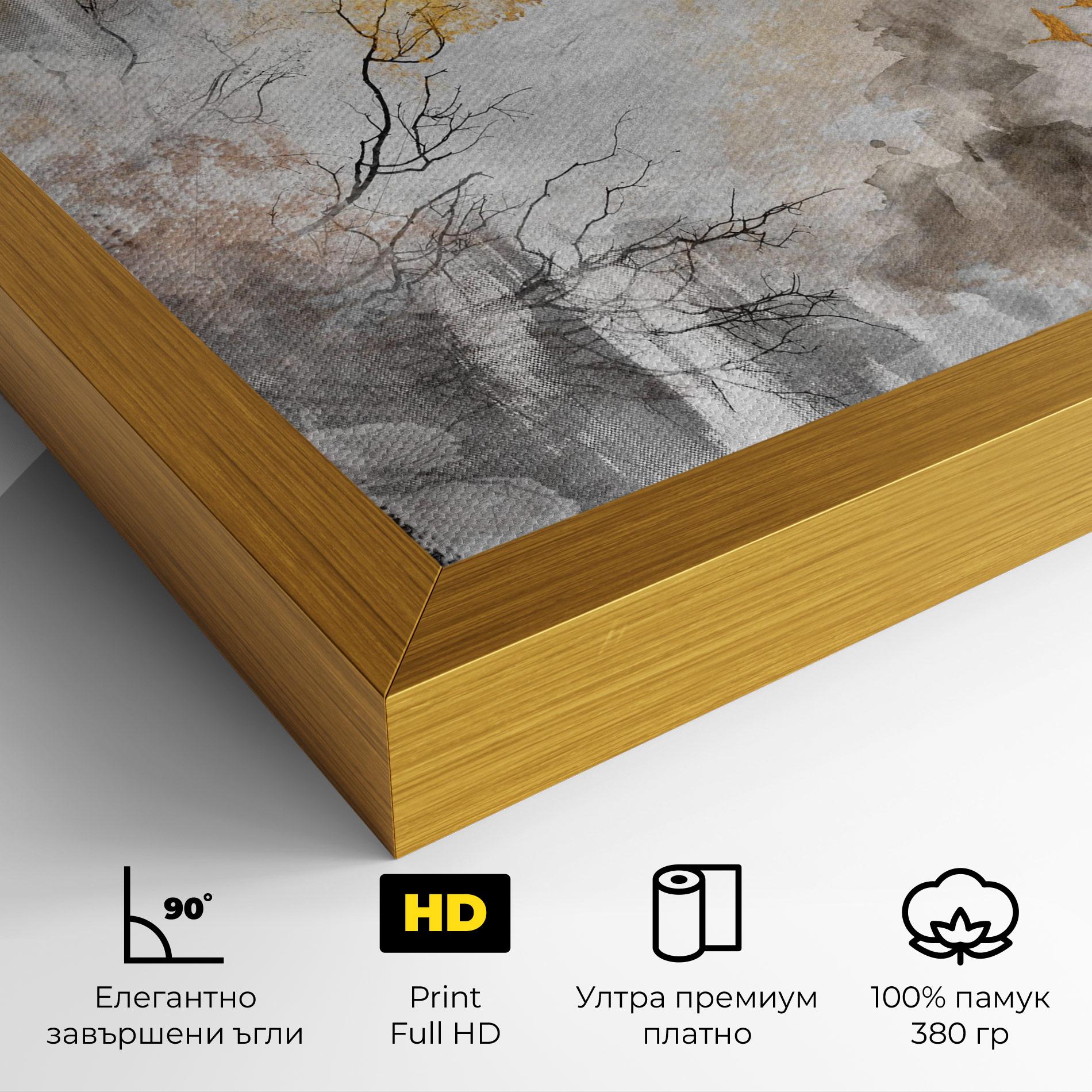 Картина на платно Gold Birds Flying mockup 4