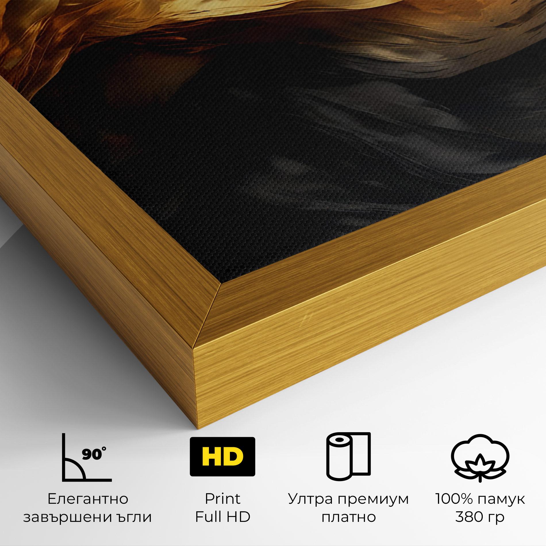 Картина на платно Golden Waves With Black mockup 4