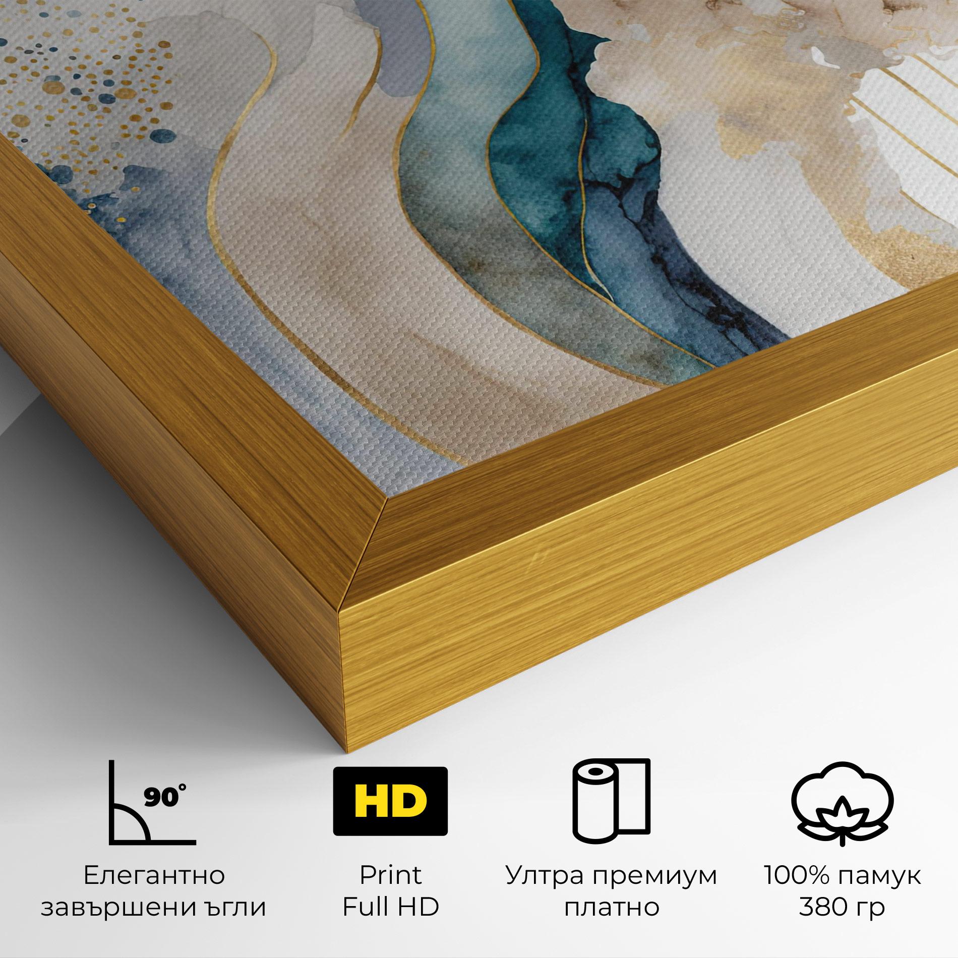 Картина на платно Light Blue Waves mockup 4