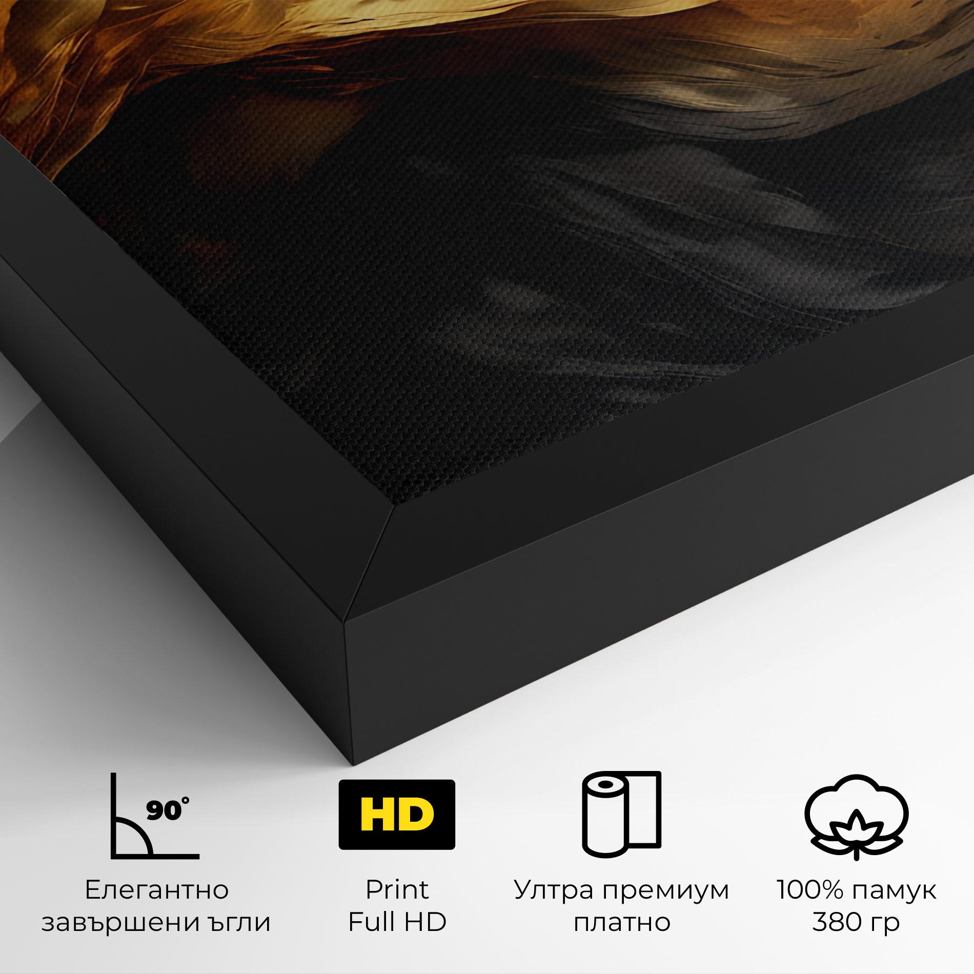 Картина на платно Golden Waves With Black mockup 4