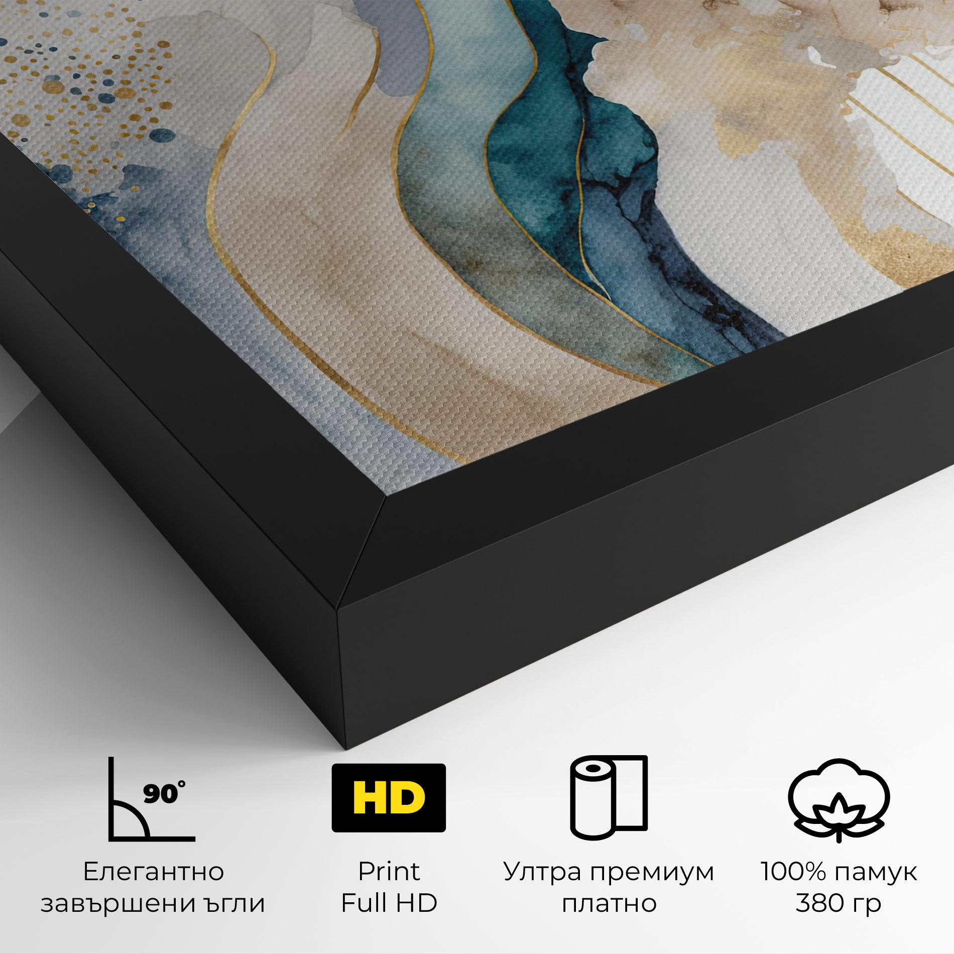 Картина на платно Light Blue Waves mockup 4