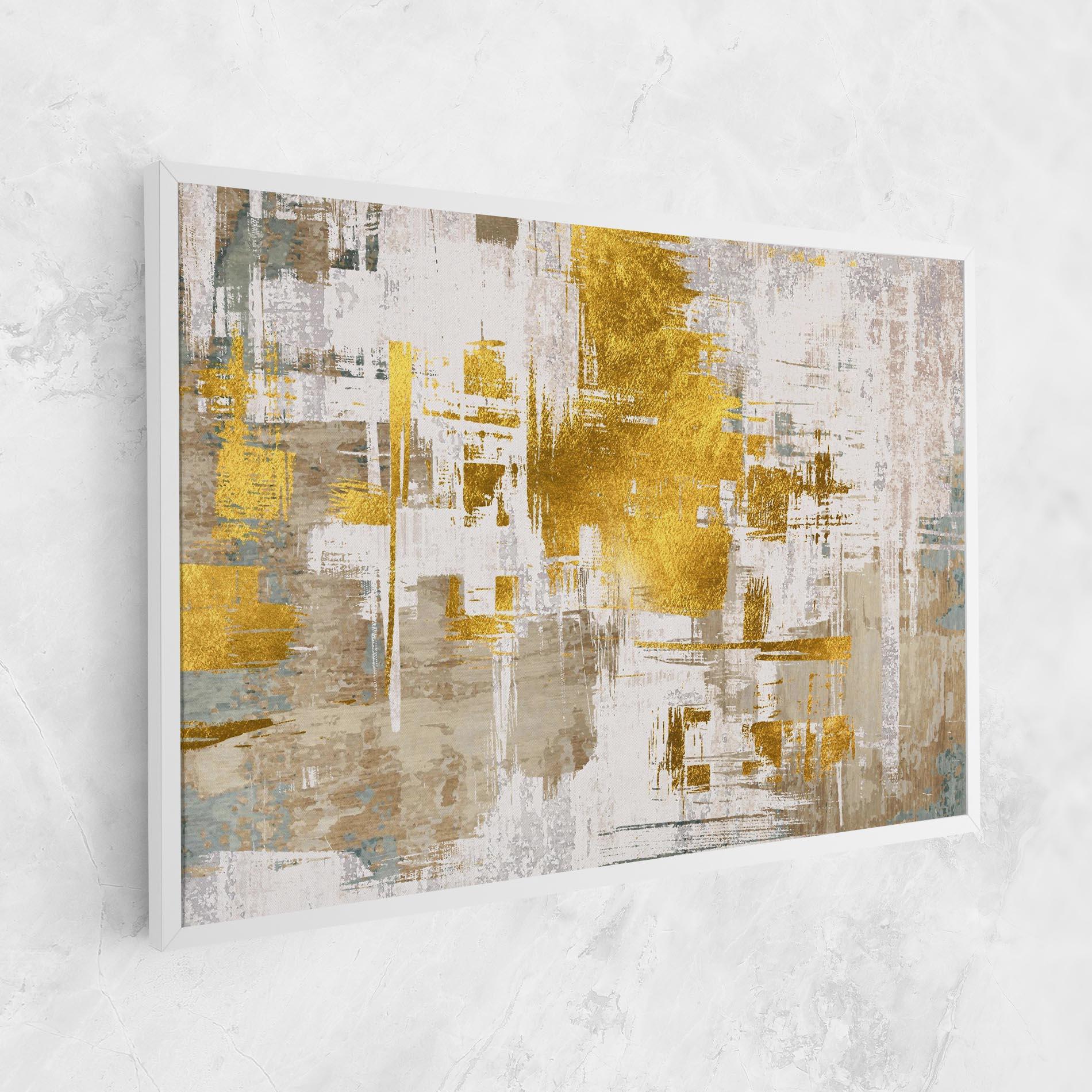 Картина на платно Gold And White Brush mockup 1