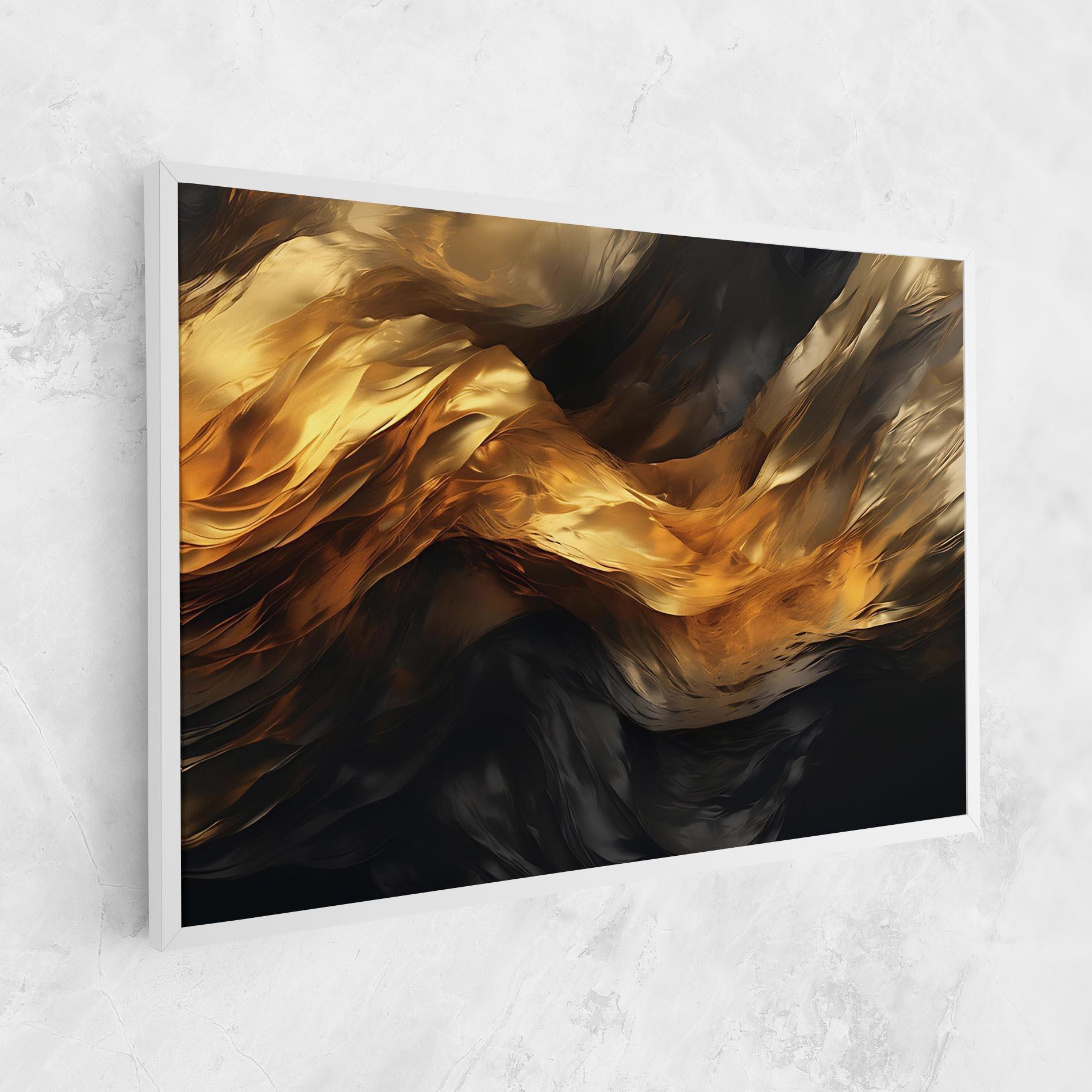 Картина на платно Golden Waves With Black mockup 1