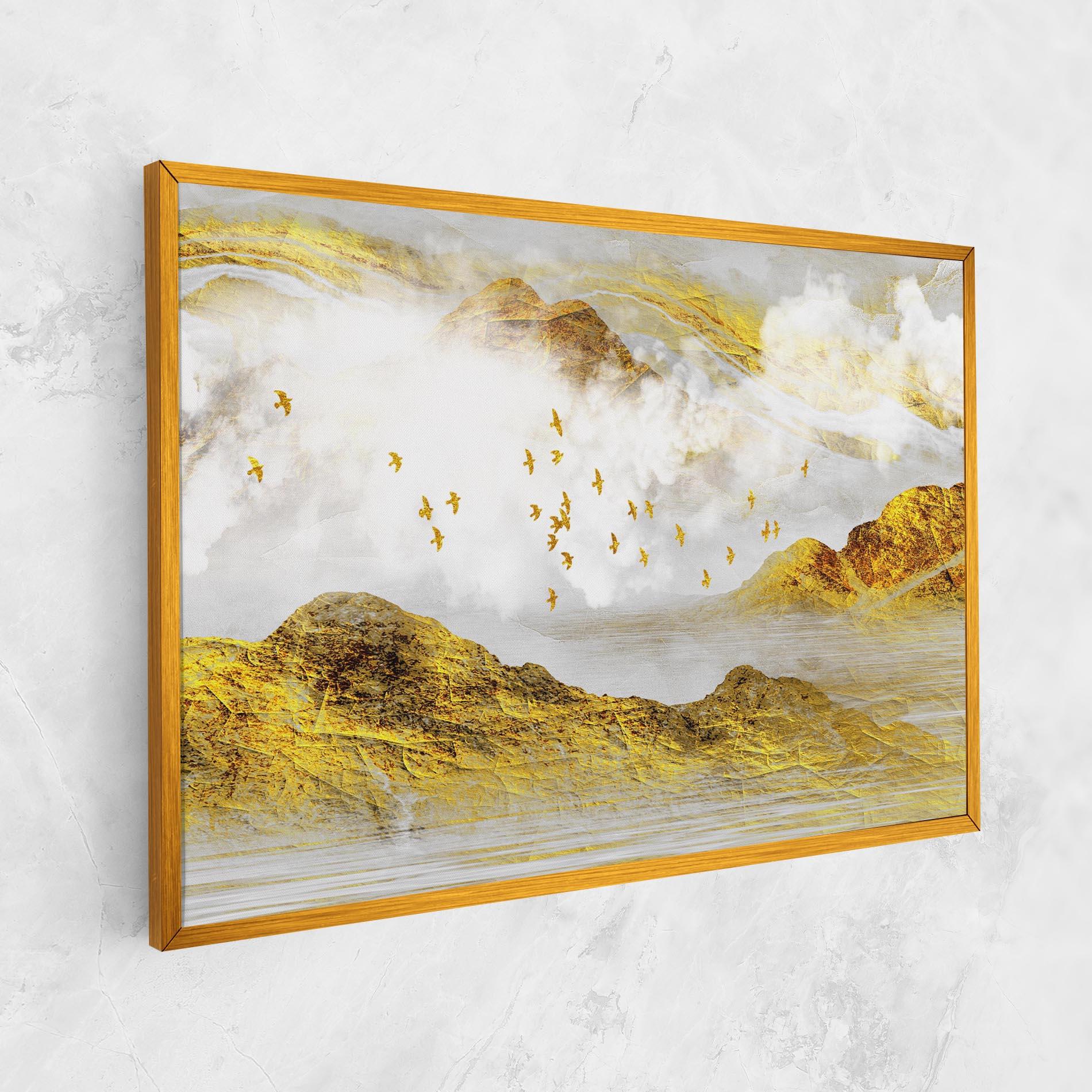 Картина на платно Gold Mountains Abstract mockup 1