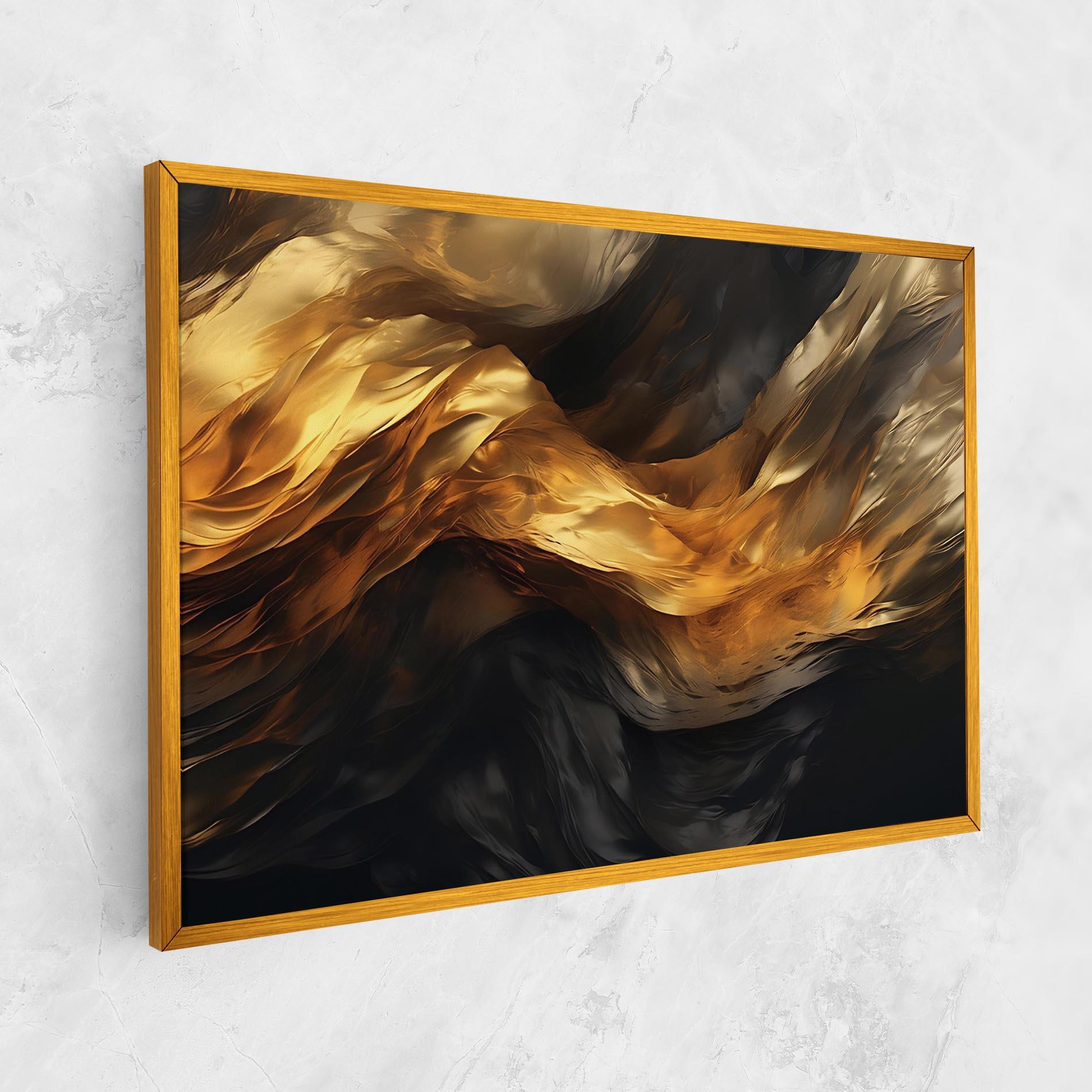 Картина на платно Golden Waves With Black mockup 1