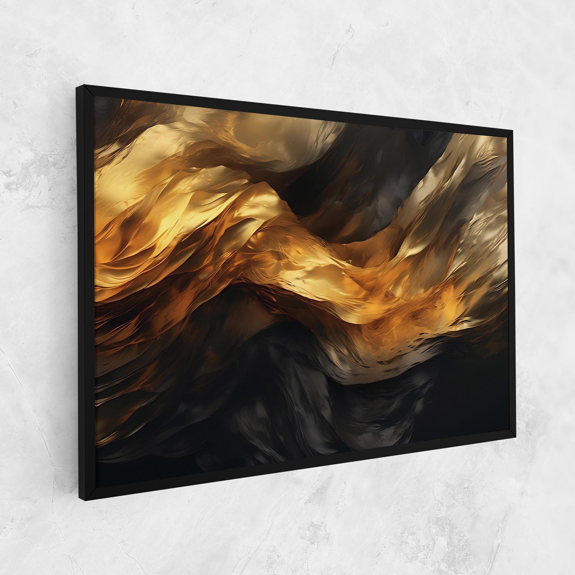 Картина на платно Golden Waves With Black mockup 1