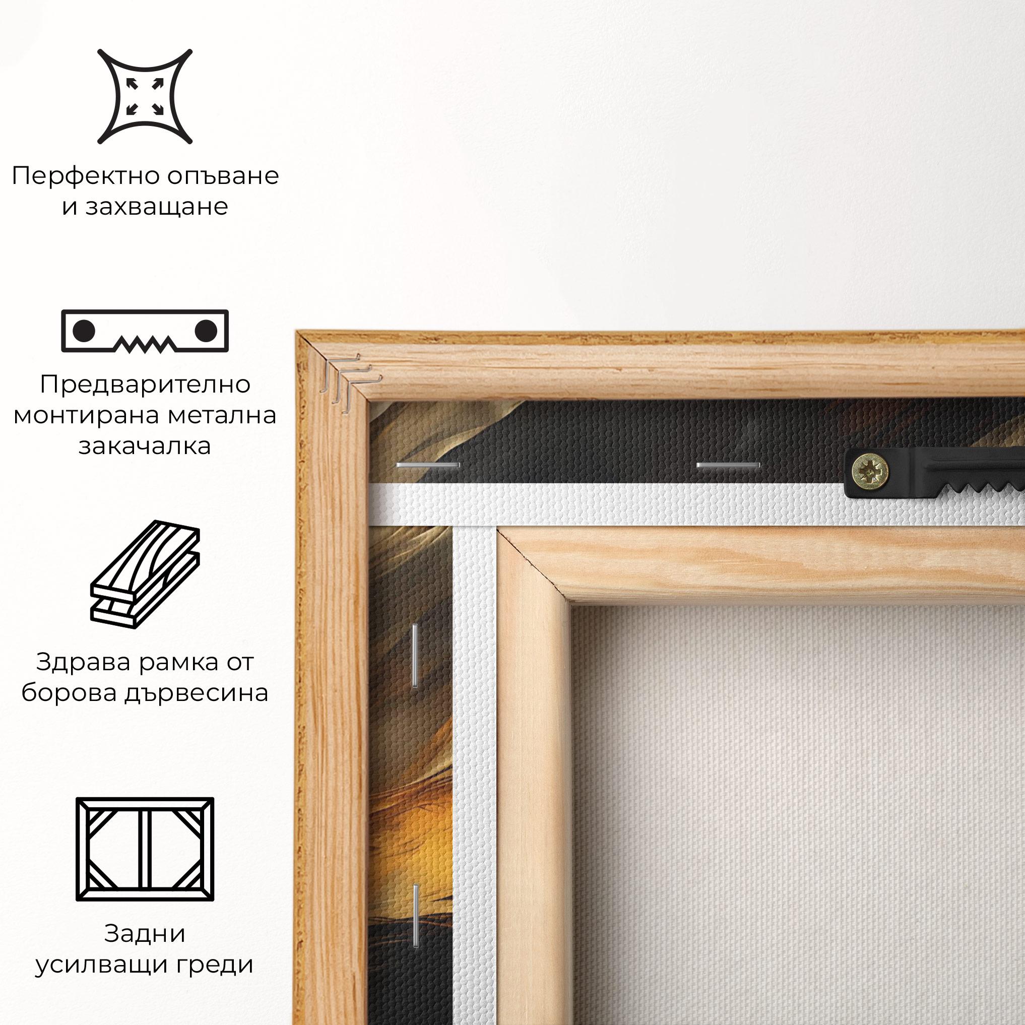 Картина на платно Golden Waves With Black mockup 5