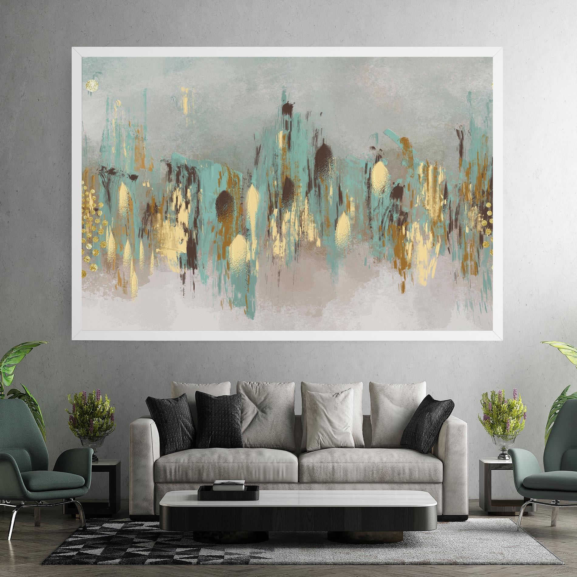 Картина на платно Gold Spiral Points mockup 7